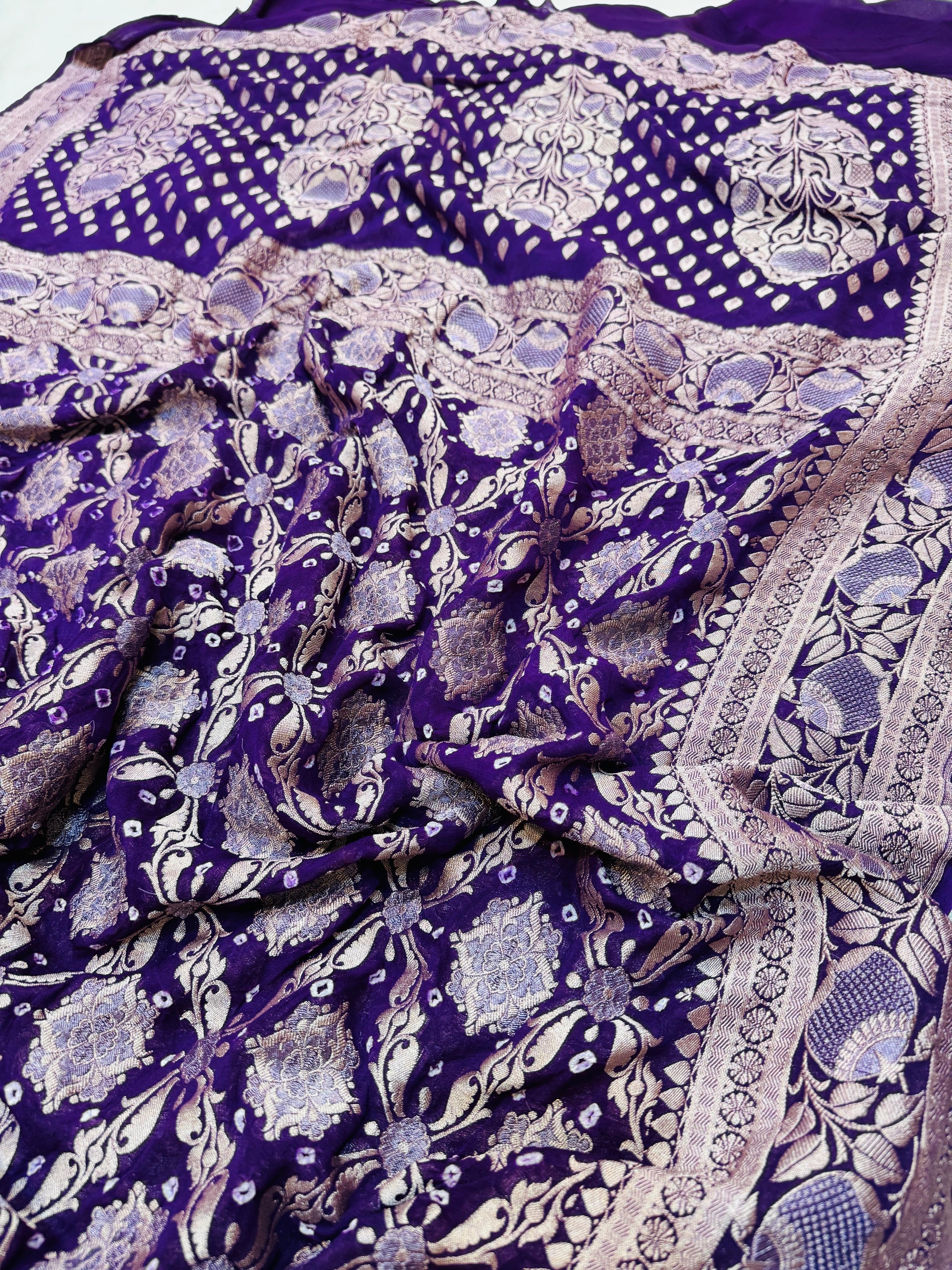 Pure Chiffon Sona Rupa Bandhani Saree