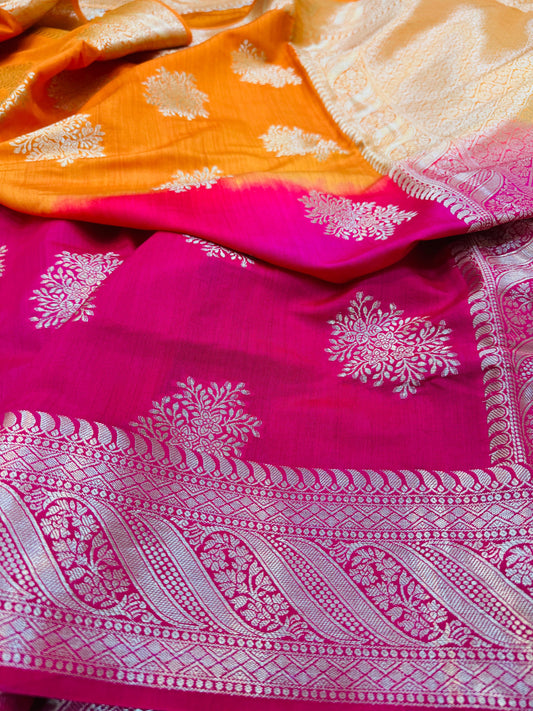 Pure Banarasi Chiniya Silk Half n Half buta saree