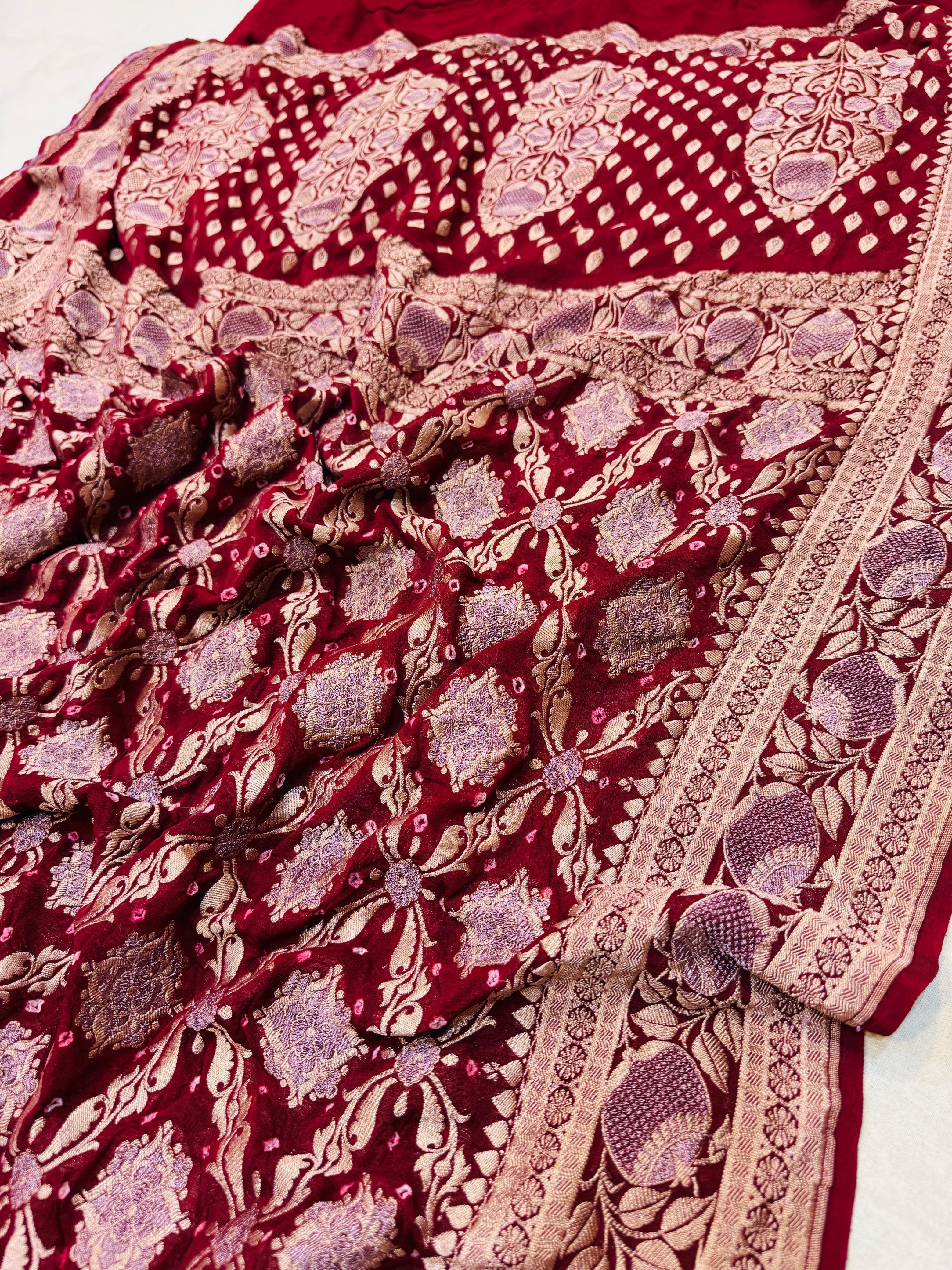 Pure Chiffon Sona Rupa Bandhani Saree