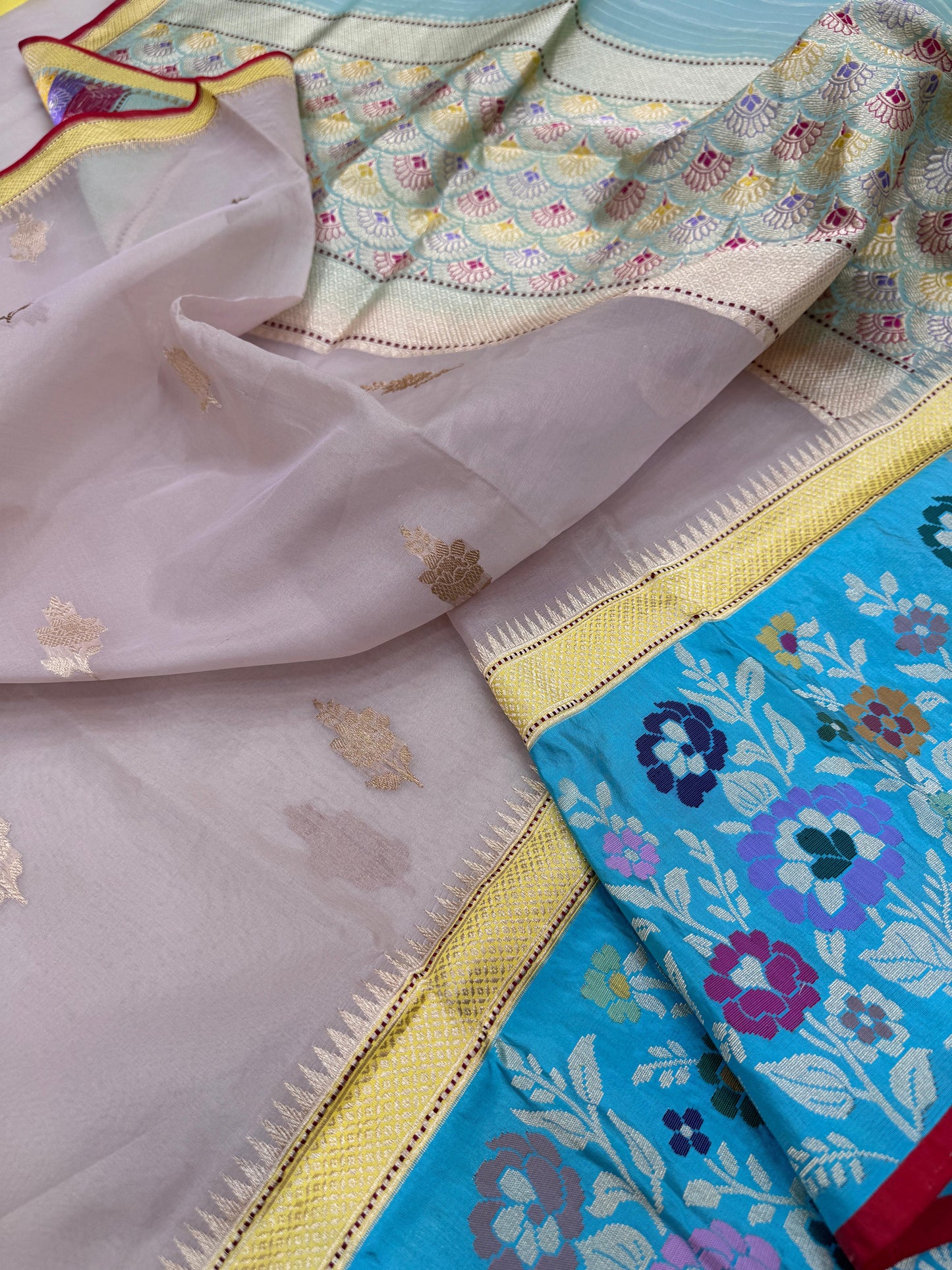 Pure Banarasi Kora Silk Kadhwa Buta Saree