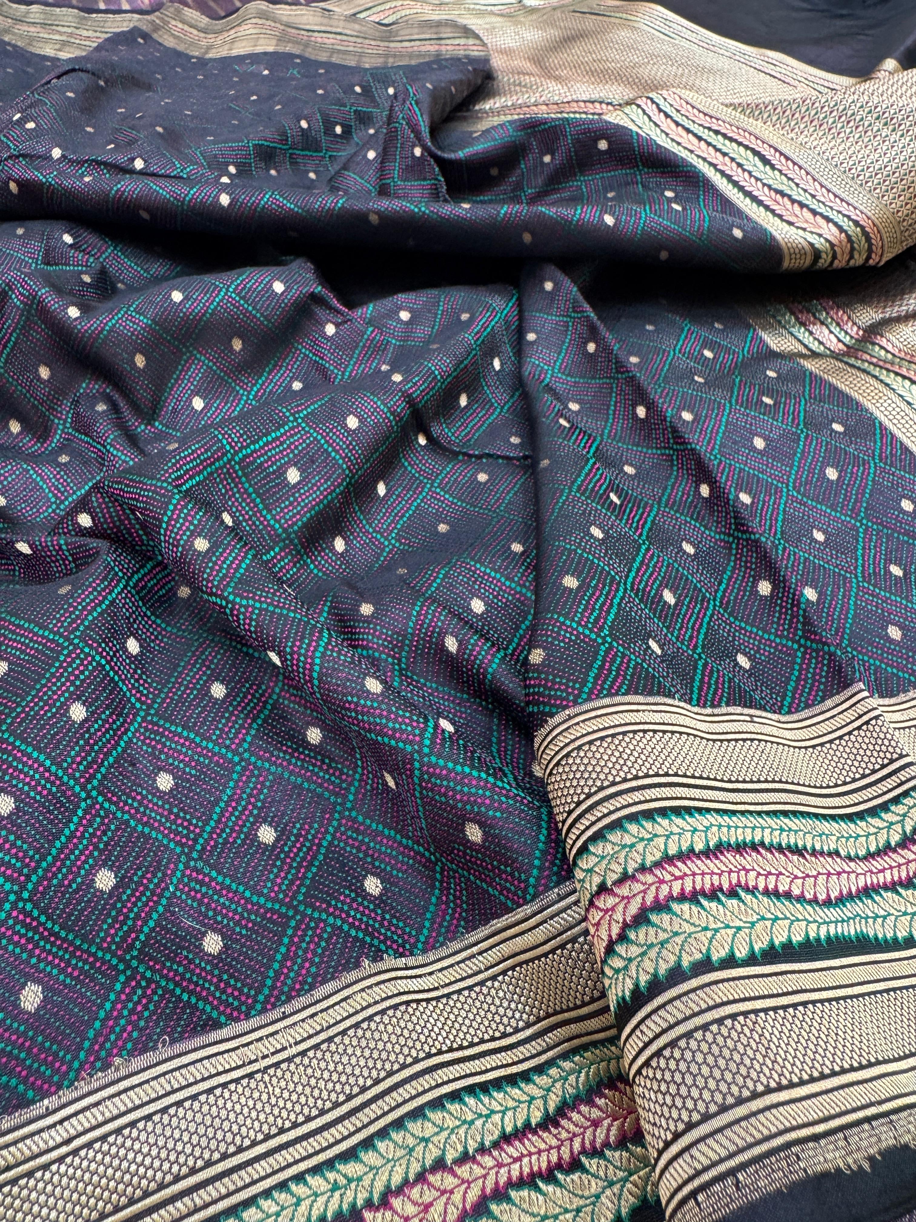 Pure Banarasi Satin Silk Triple Tanchoi