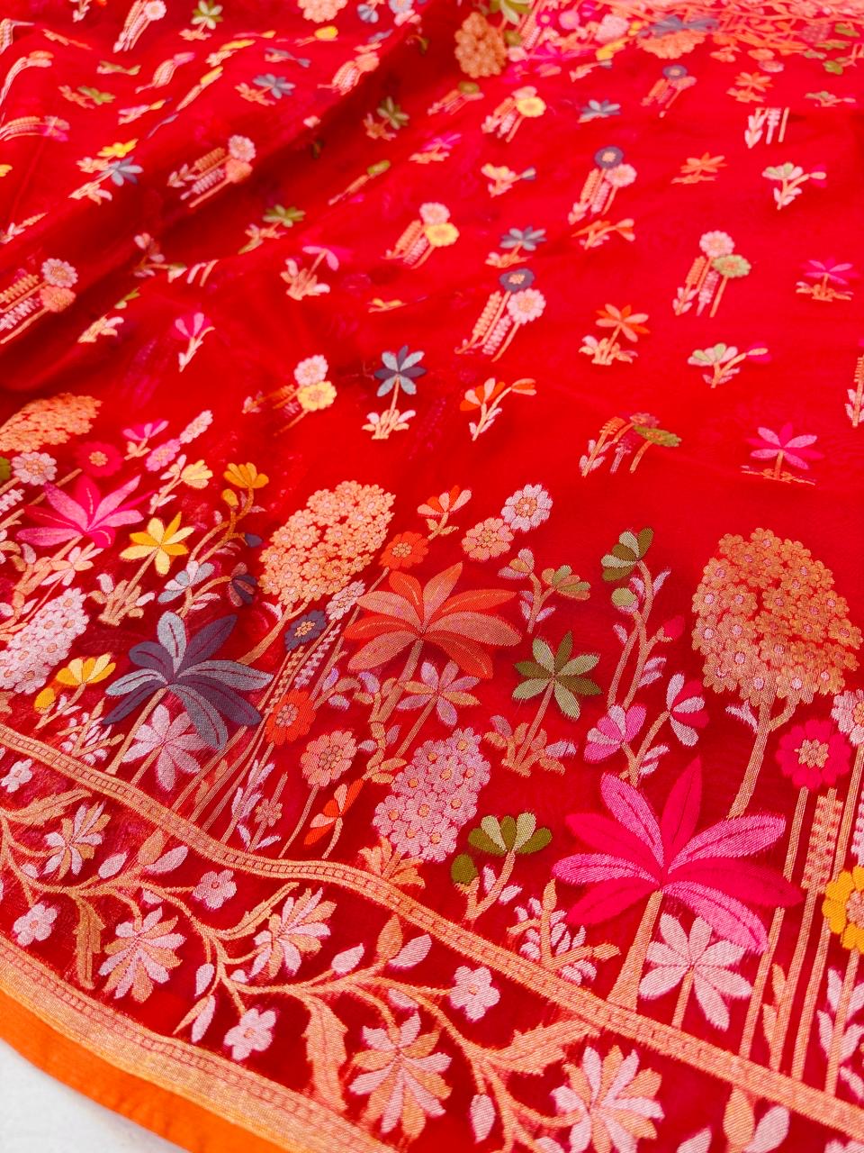 Kora Jamdani Saree