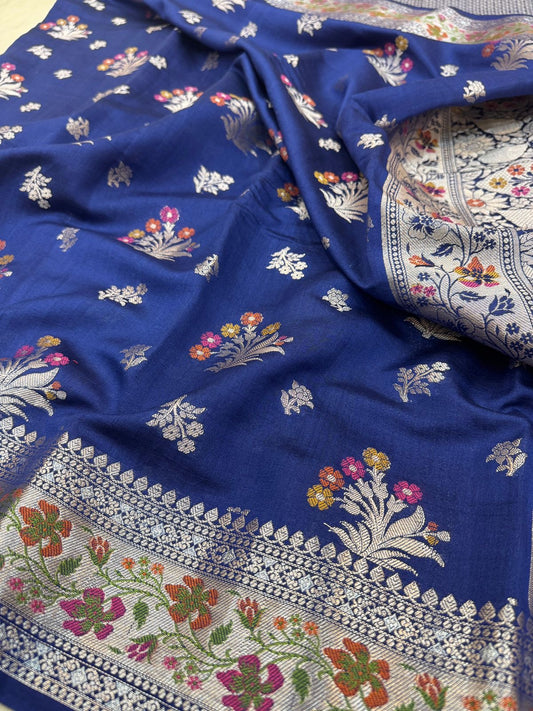 Pure Banarasi Chiniya Silk Mina Buta Saree