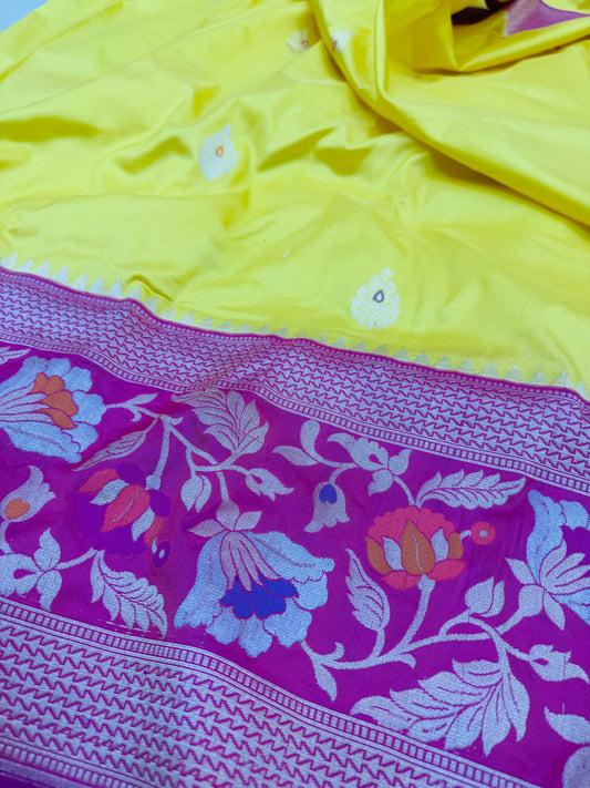 Pure Banarasi Katan Silk Kadhwa Mina Buta Saree