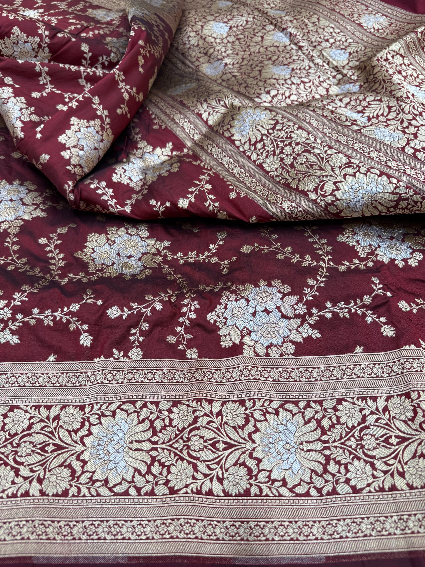 Pure Banarasi Katan Silk Sona Mina Jaal Saree