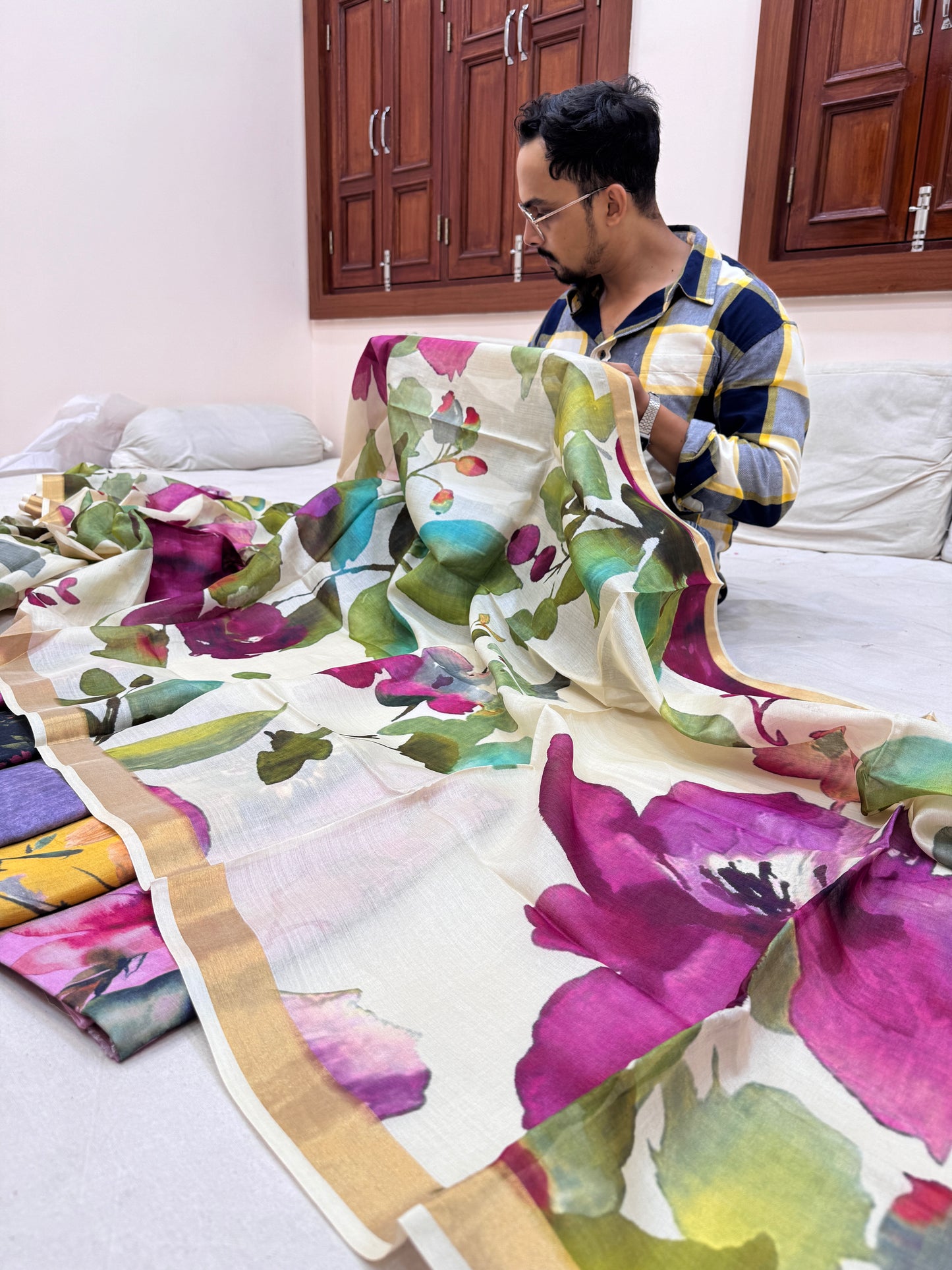 Pure Banarasi Tasar Silk Digital Print Saree