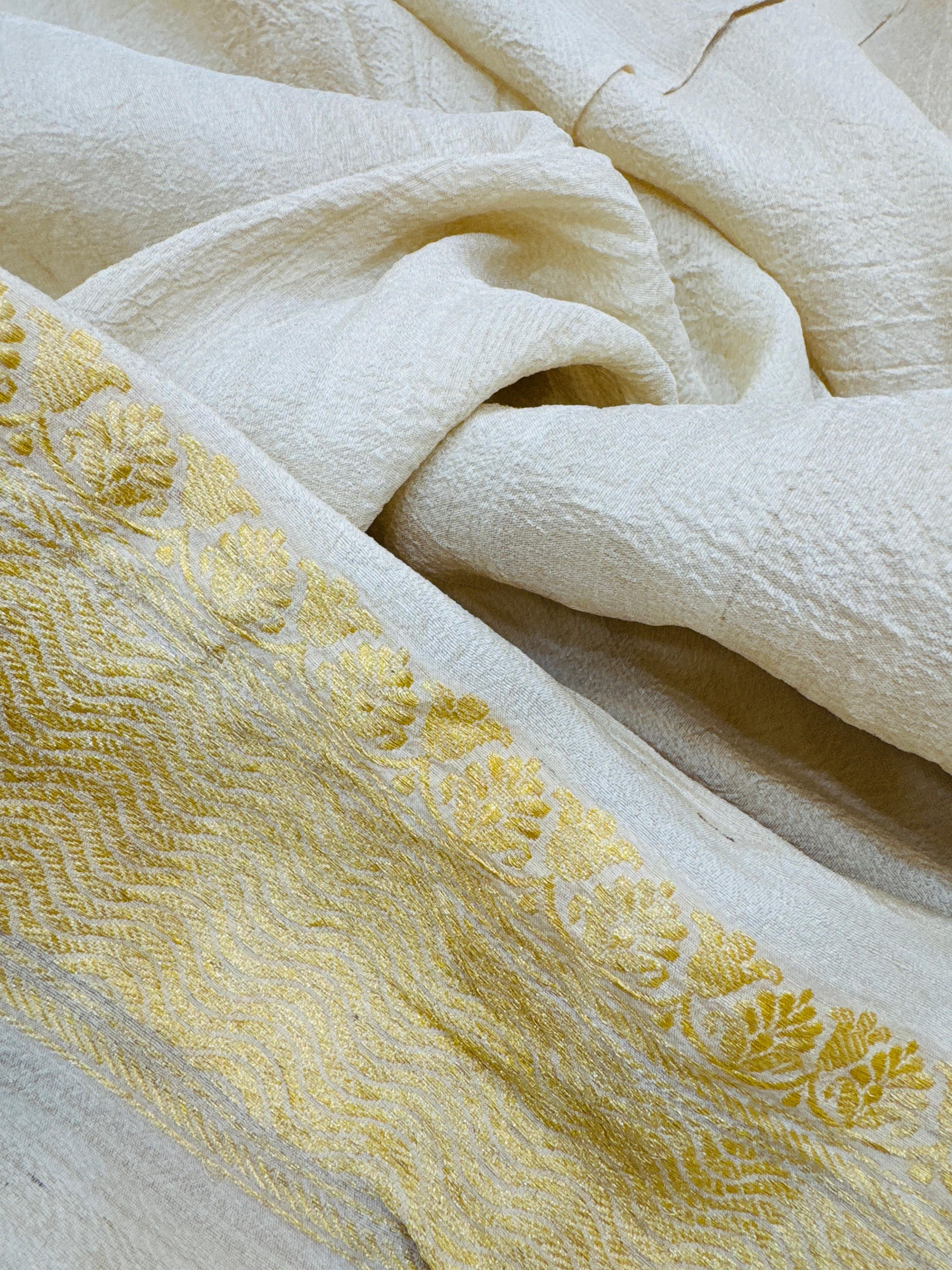 Handwoven Tusser Georgette Multicolor Mina Jaal Saree