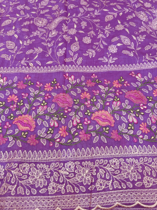 Pure Banarasi Tasar Silk Embroidery Saree