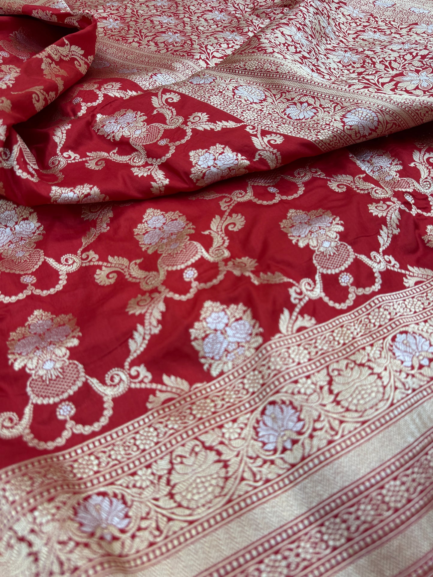 Pure Banarasi Katan Silk Sona Mina Jaal Saree