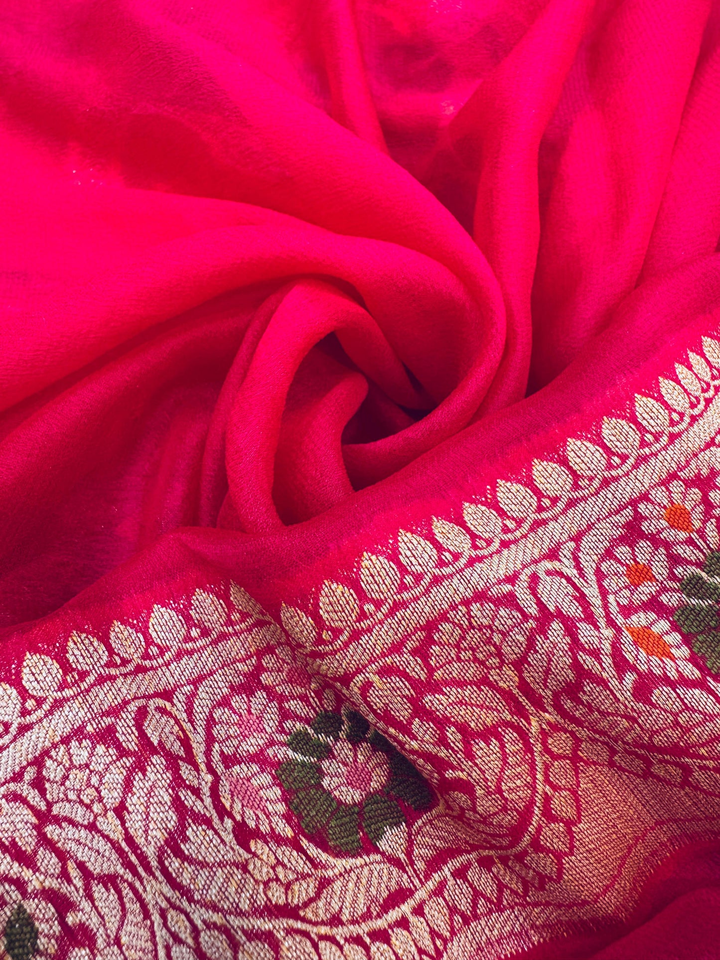 Pure Banarasi Chiffon Tilfi Jaal Saree