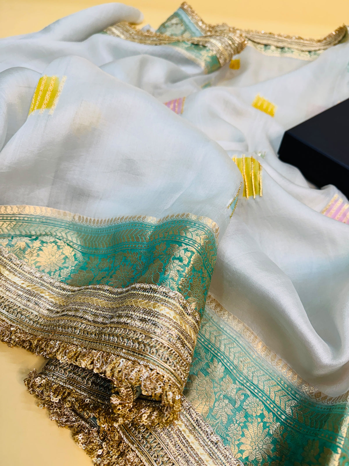 Kora Hand Embroidery Saree