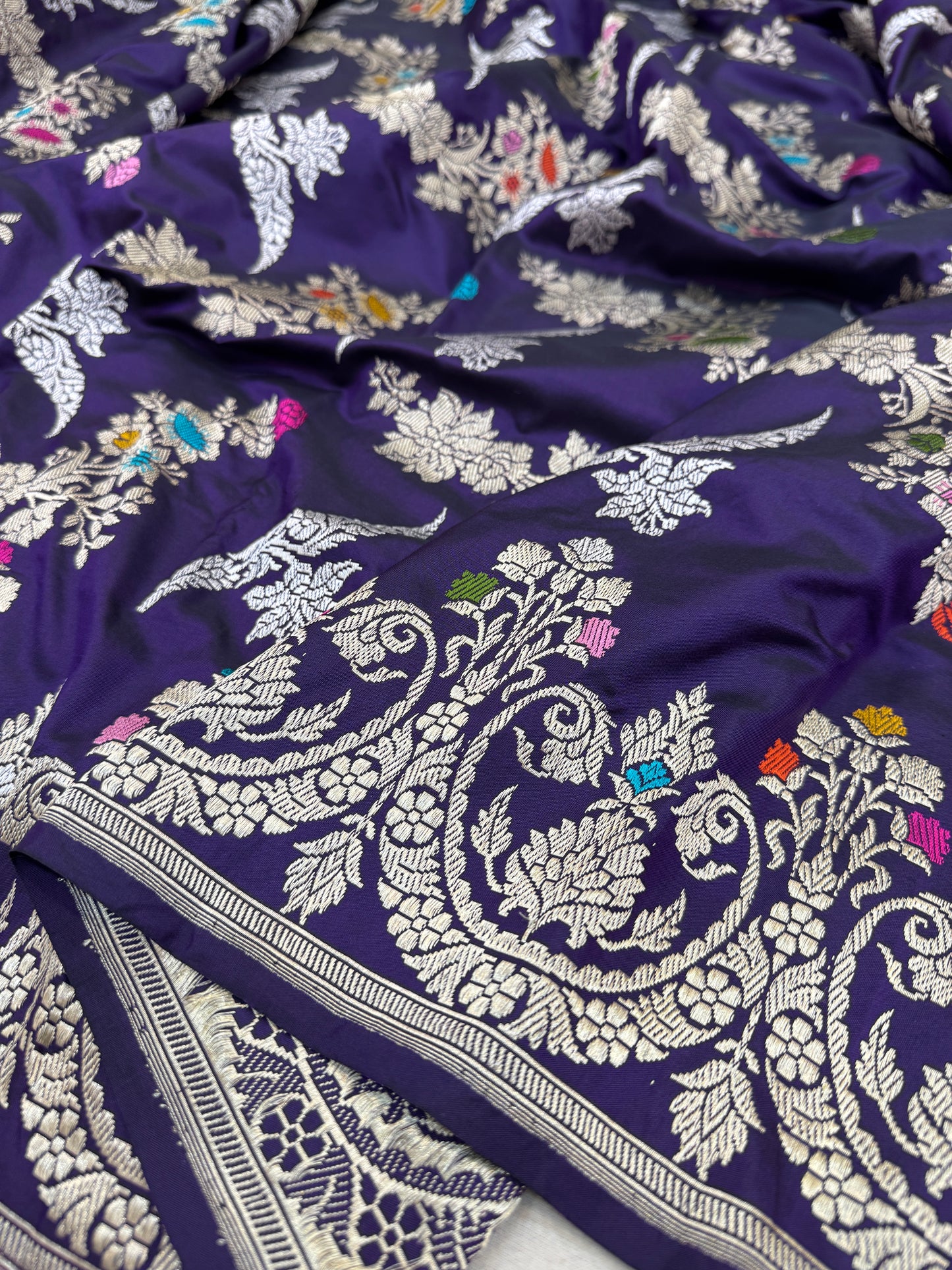 Pure Banarasi Katan Silk Jaal Saree