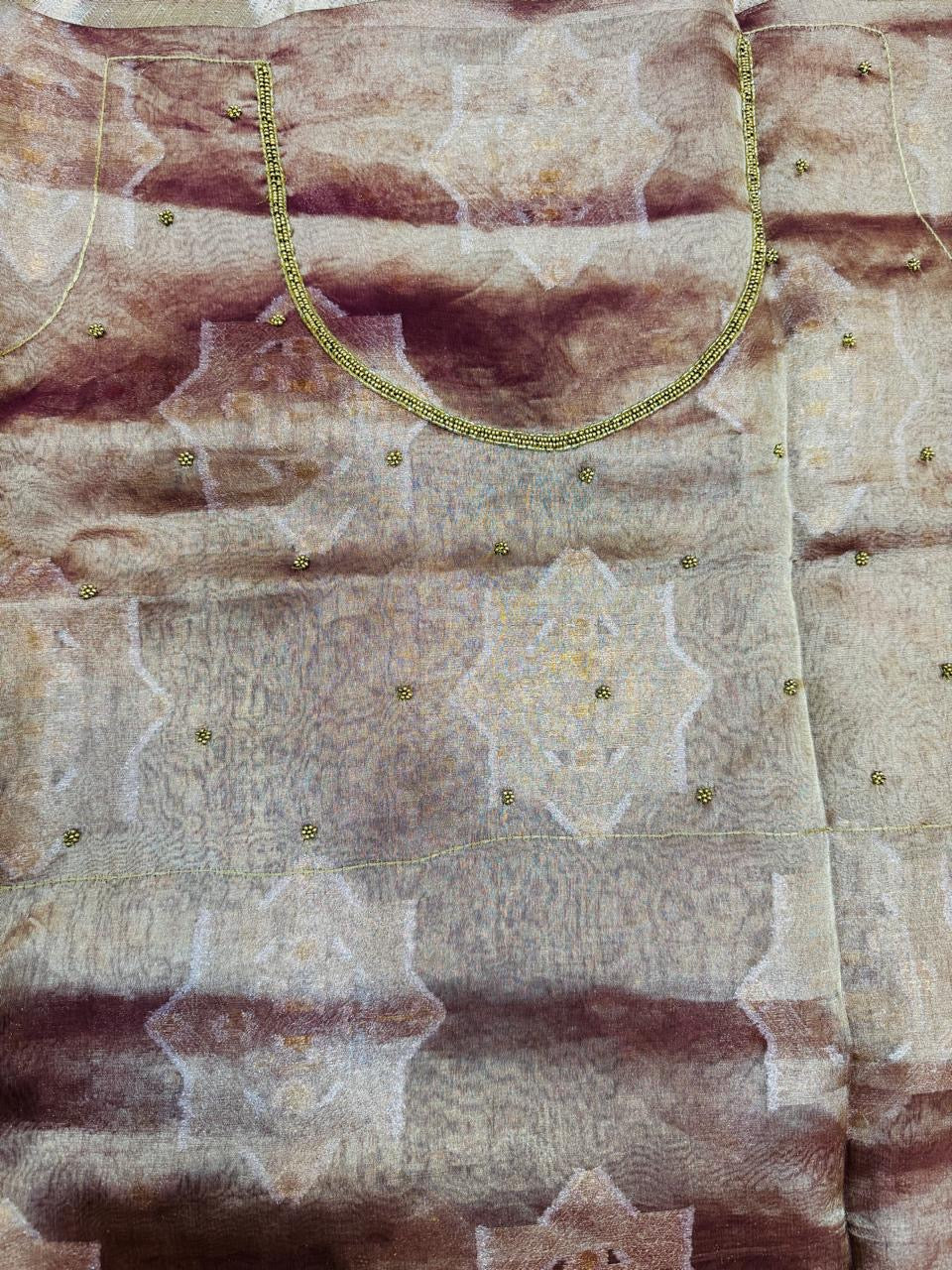 Pure Banarasi Tissue Cutdana Hand Embroidery Saree