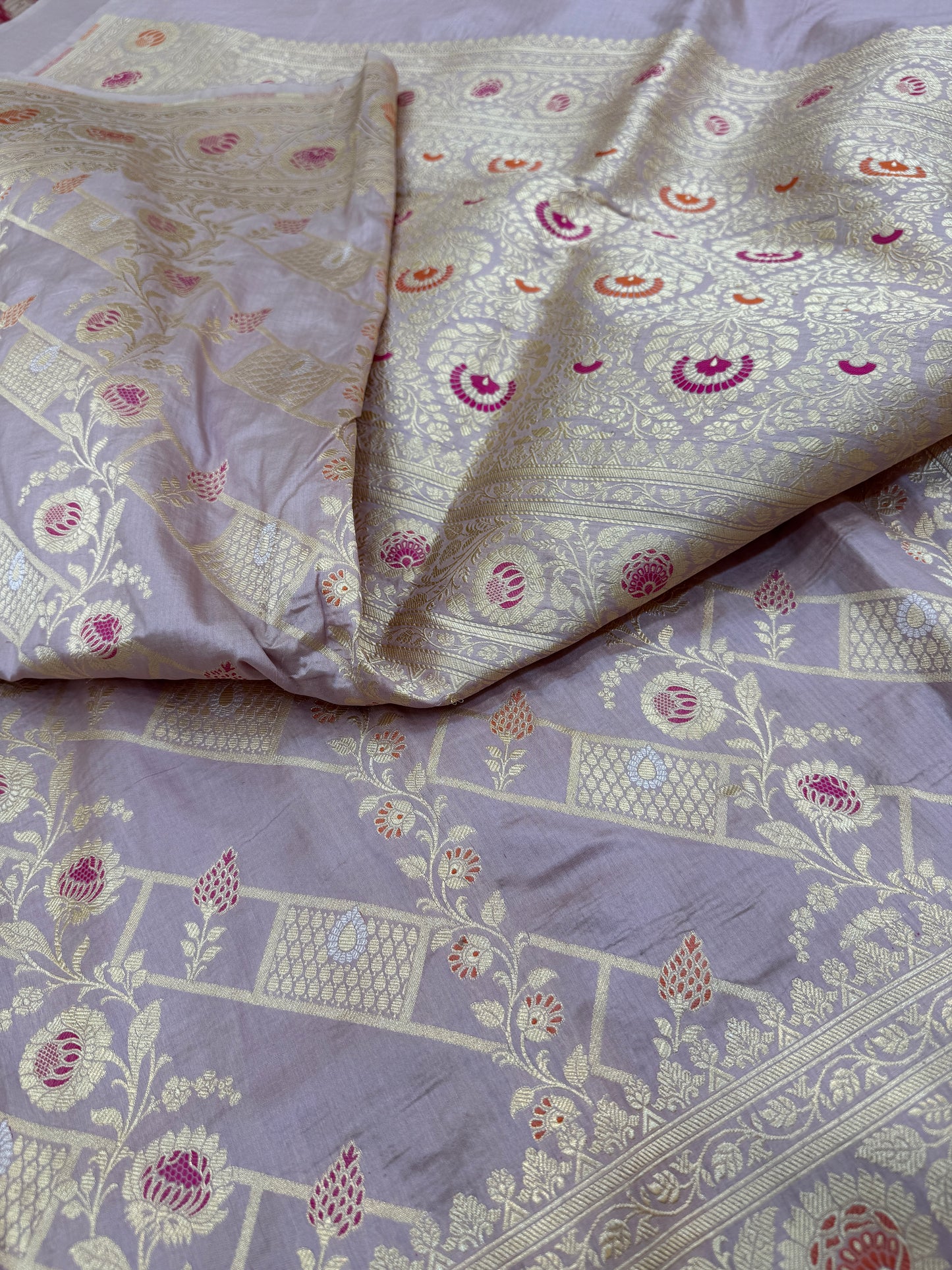 Pure Banarasi Katan Silk Alfi Meena Jaal Saree