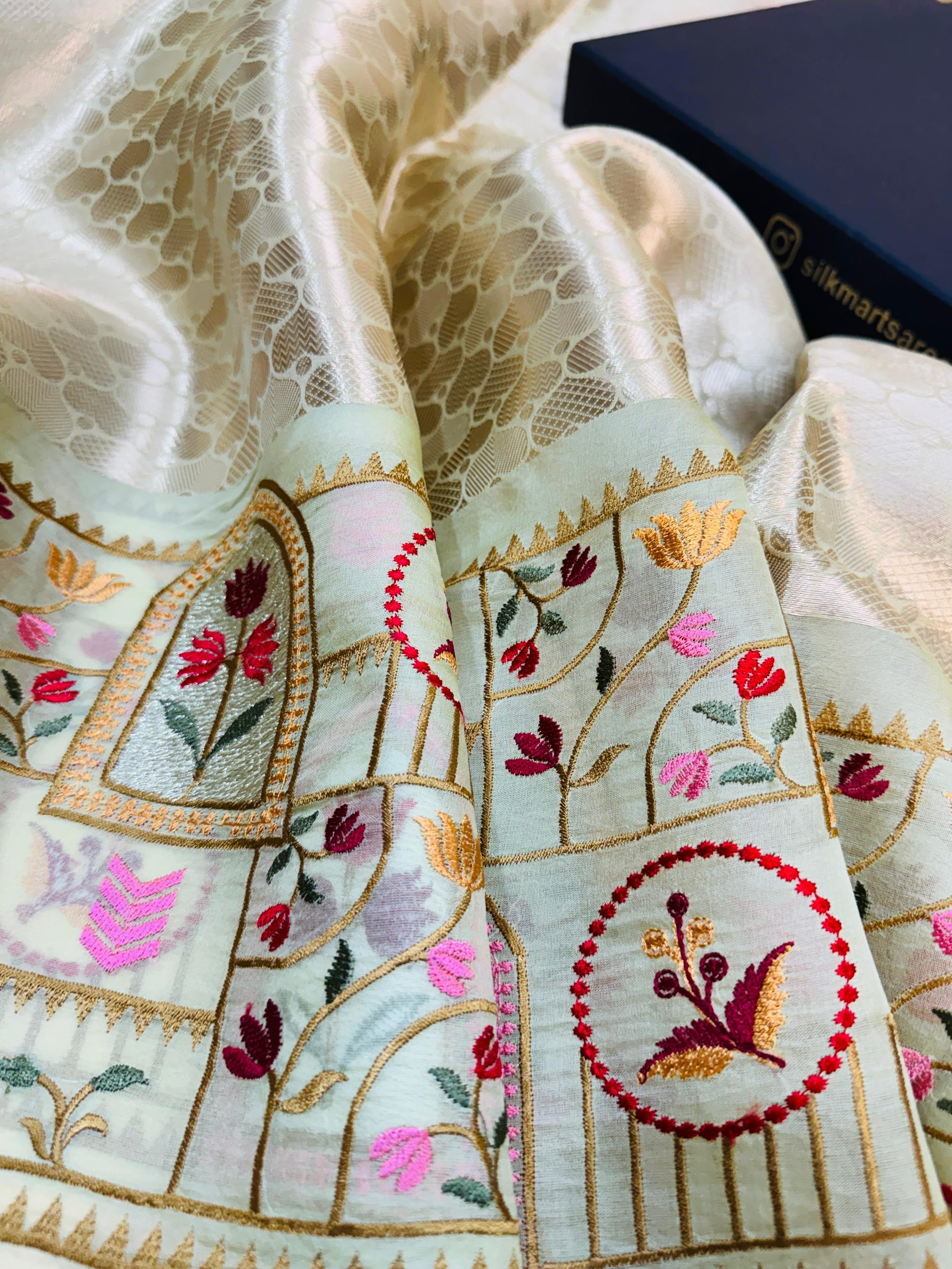 Tissue Brocade Embroidery Saree