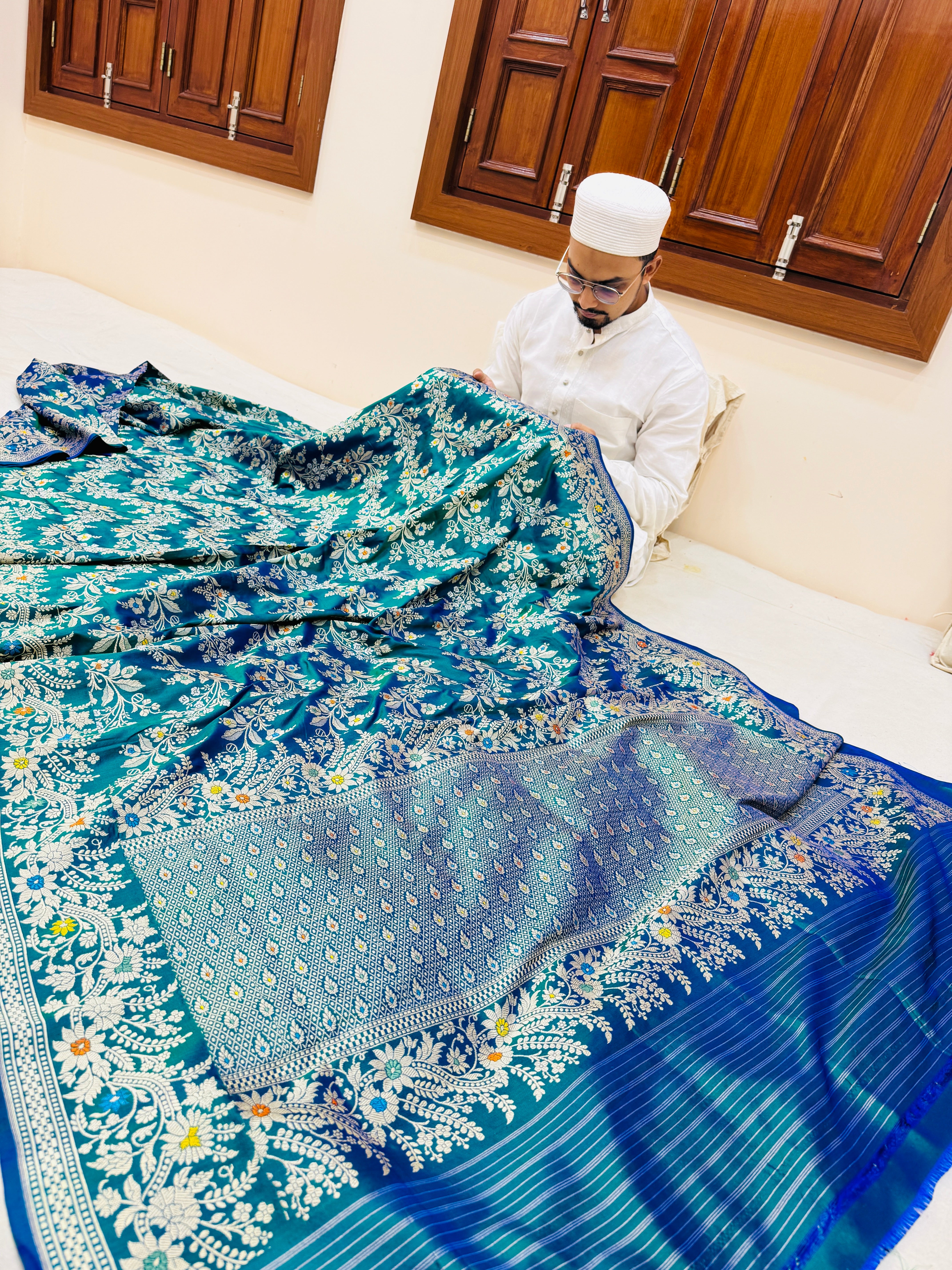 Pure Banarasi Katan Silk Kadhwa Jaal Saree