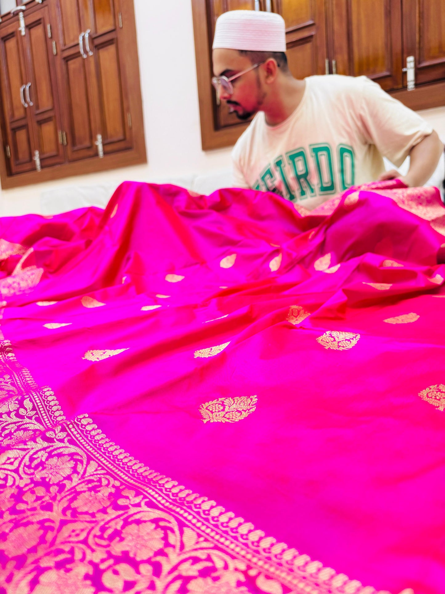 Pure Banarasi Katan Silk Kadhwa Buta Saree