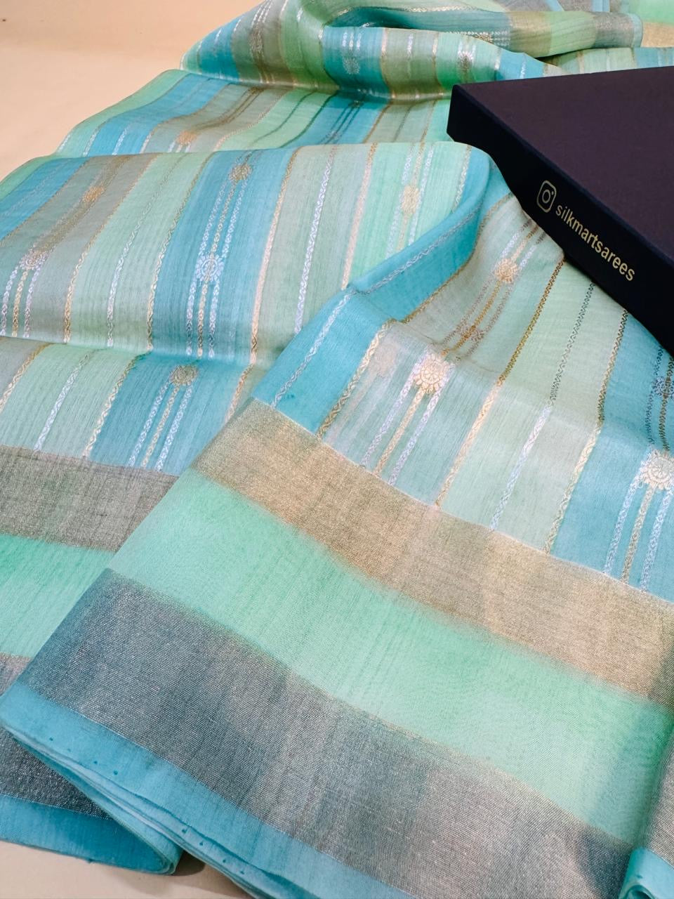 Kora Organza Silk Rangkaat Stripe Saree