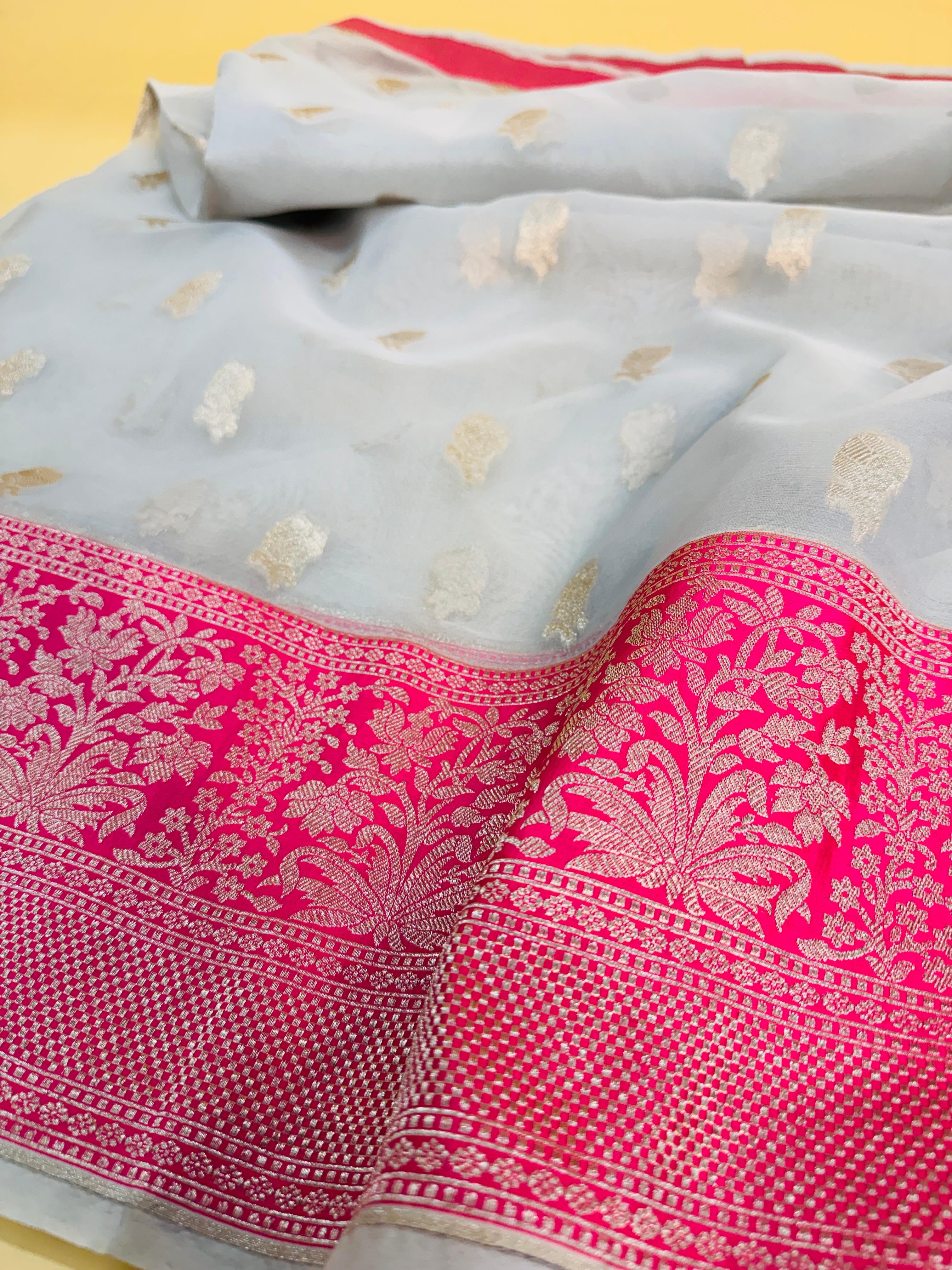 Art Silk Kora Kadhiyal Border Saree