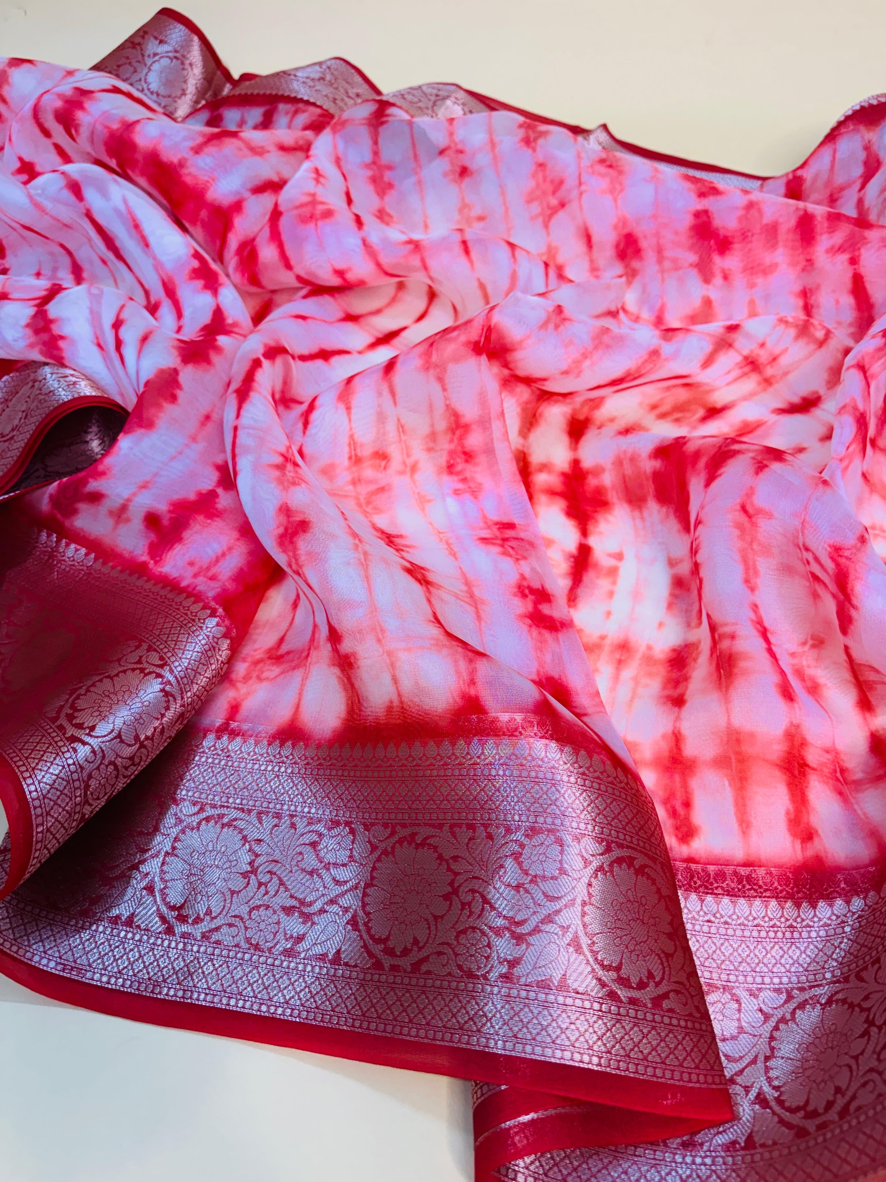 Kora Silk Designer Print Saree