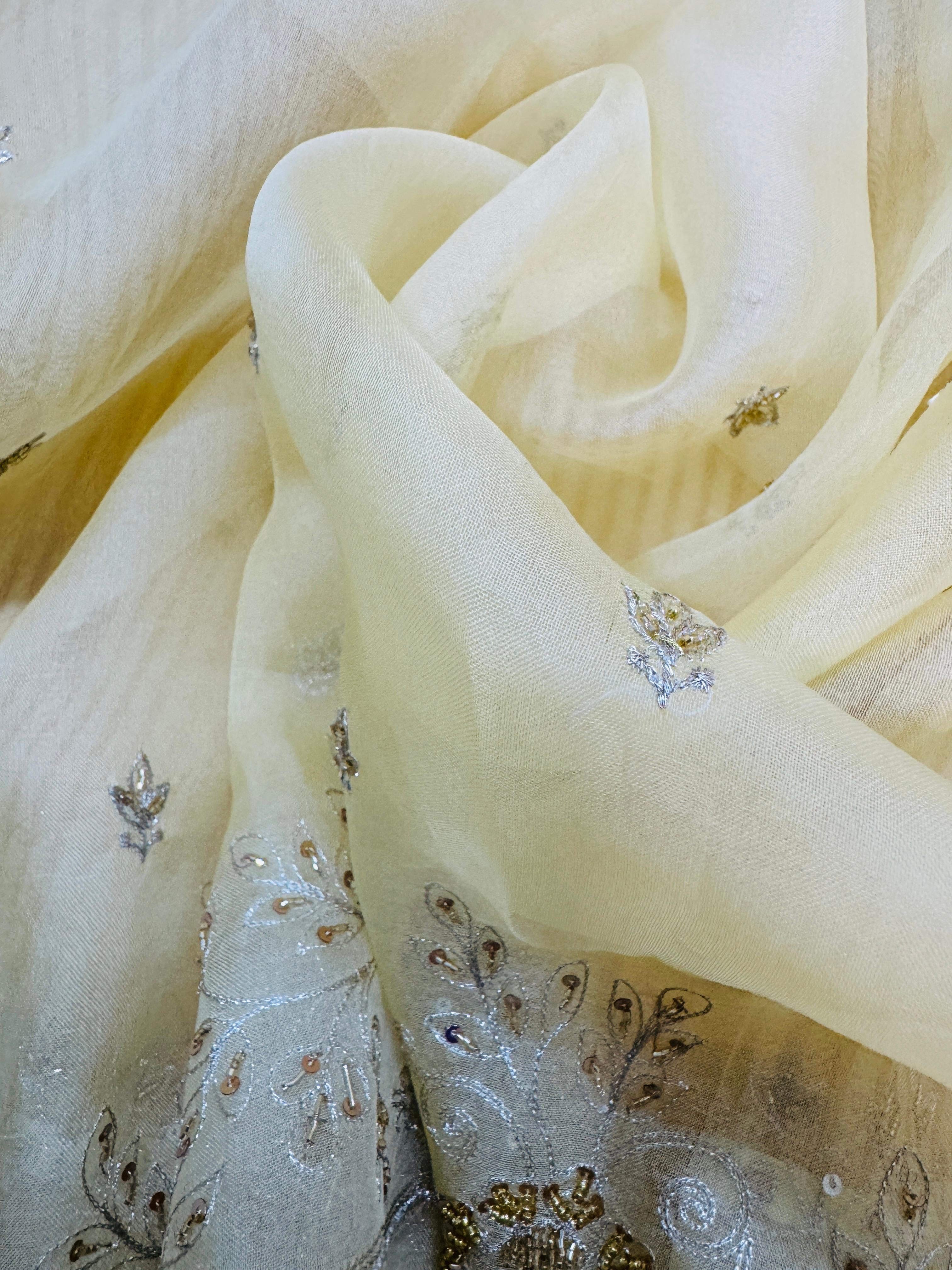 Tissue Hand Embroidery Saree