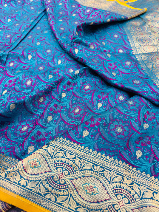 Pure Banarasi Satin Silk Triple Tanchoi