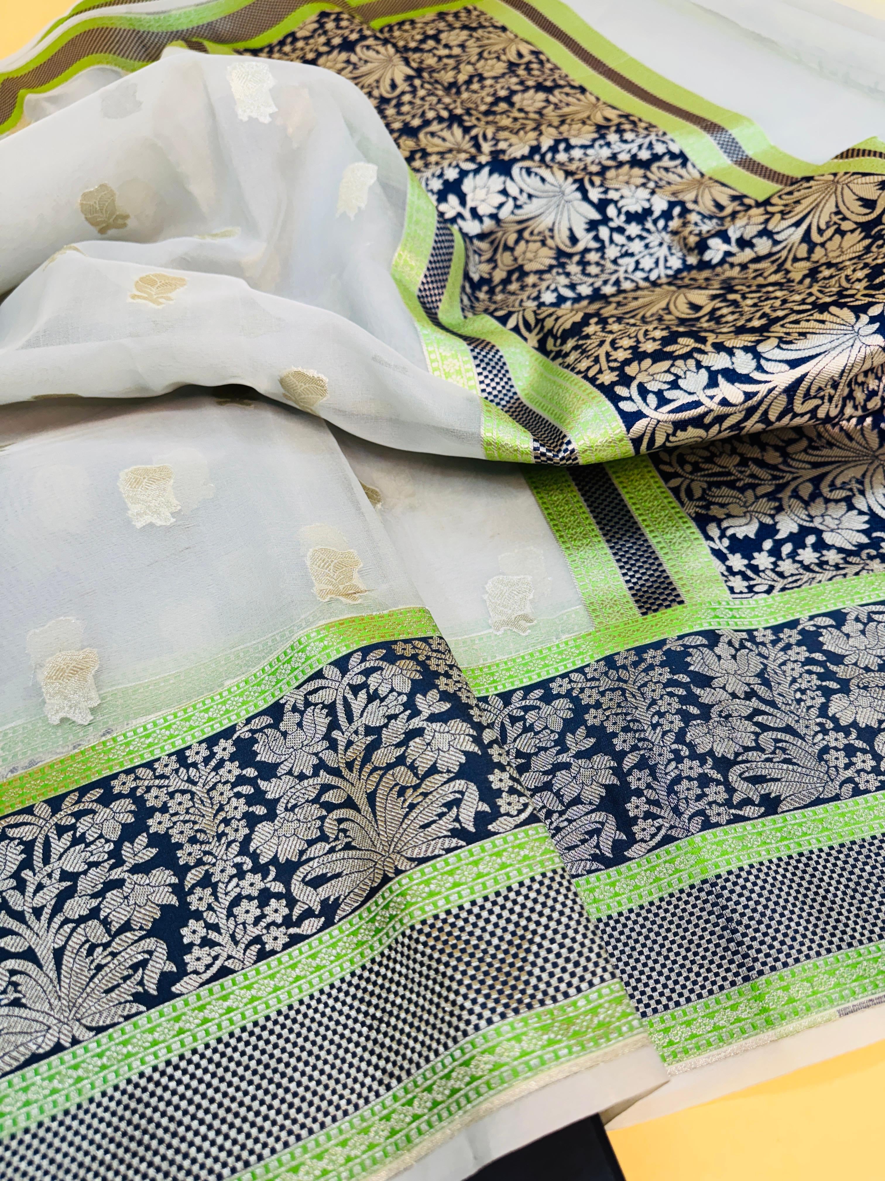 Art Silk Kora Kadhiyal Border Saree