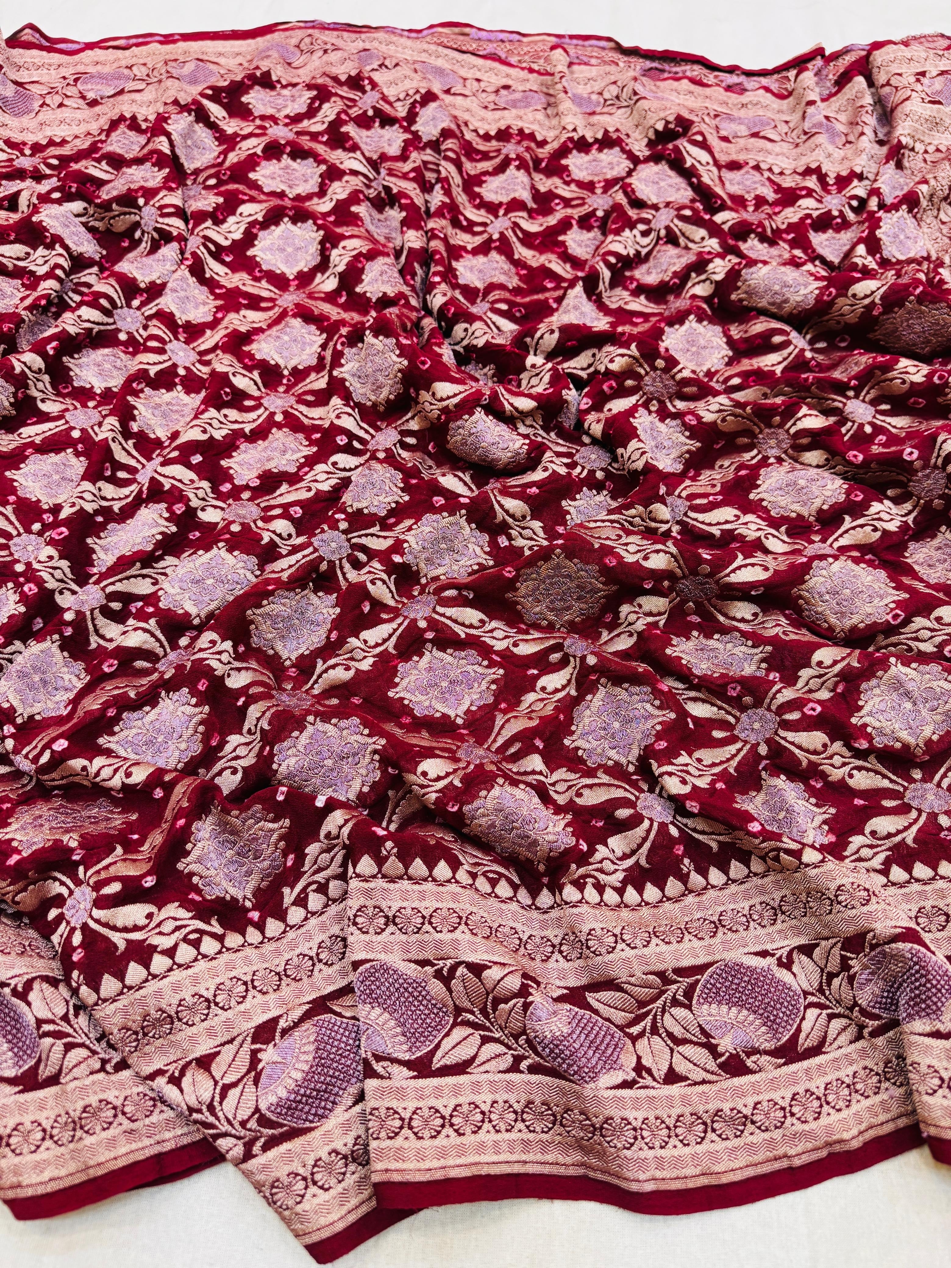 Pure Chiffon Sona Rupa Bandhani Saree