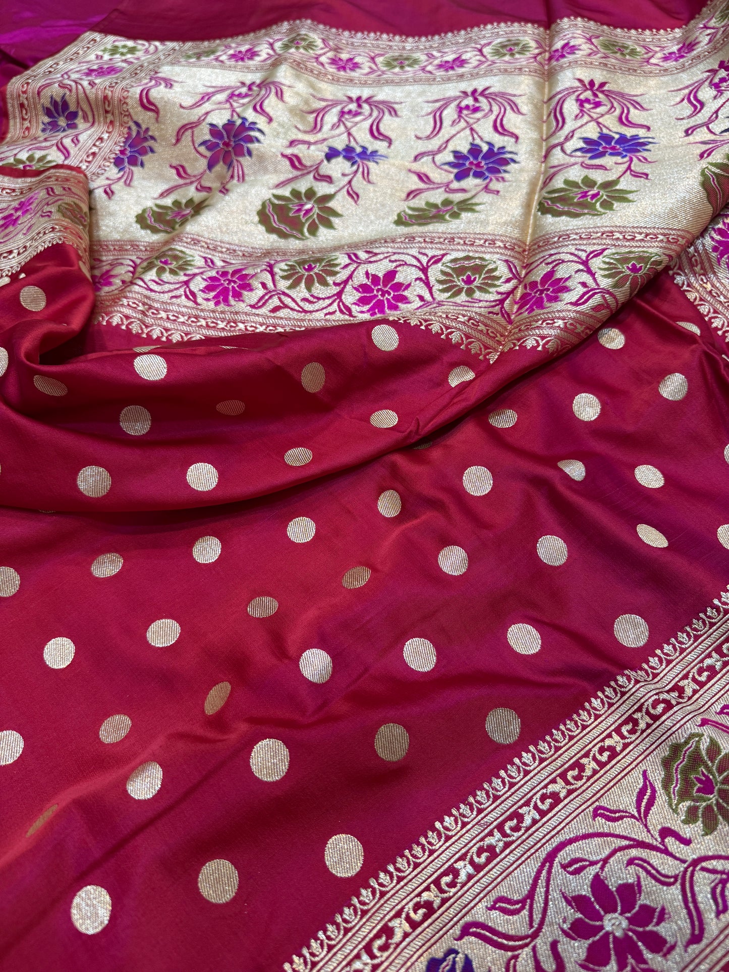 Pure Banarasi Satin Silk Dollar Buti Paithani Saree