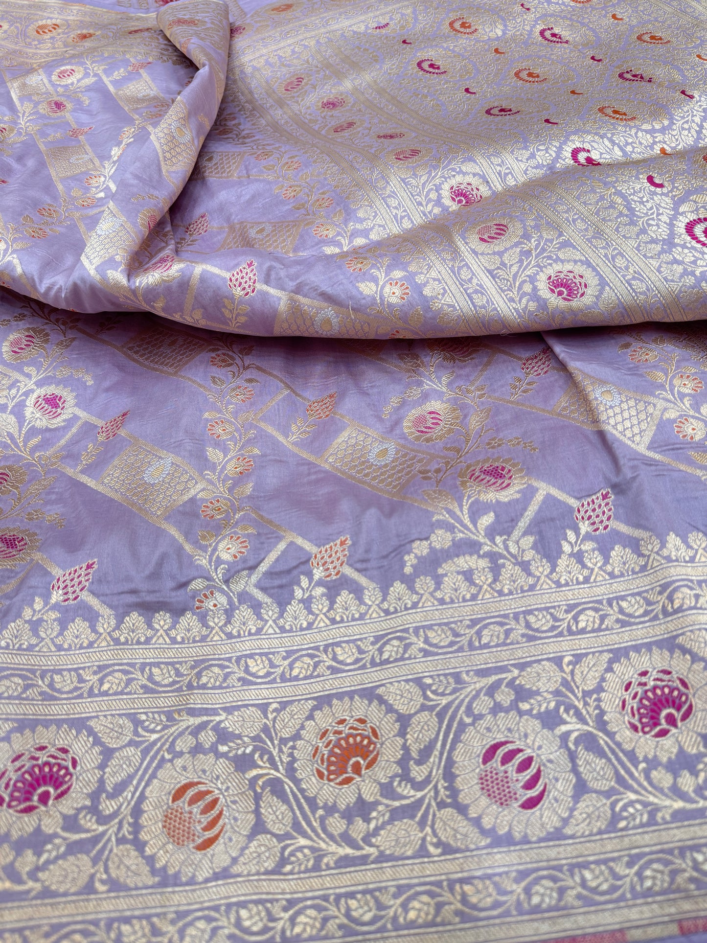 Pure Banarasi Katan Silk Alfi Meena Jaal Saree