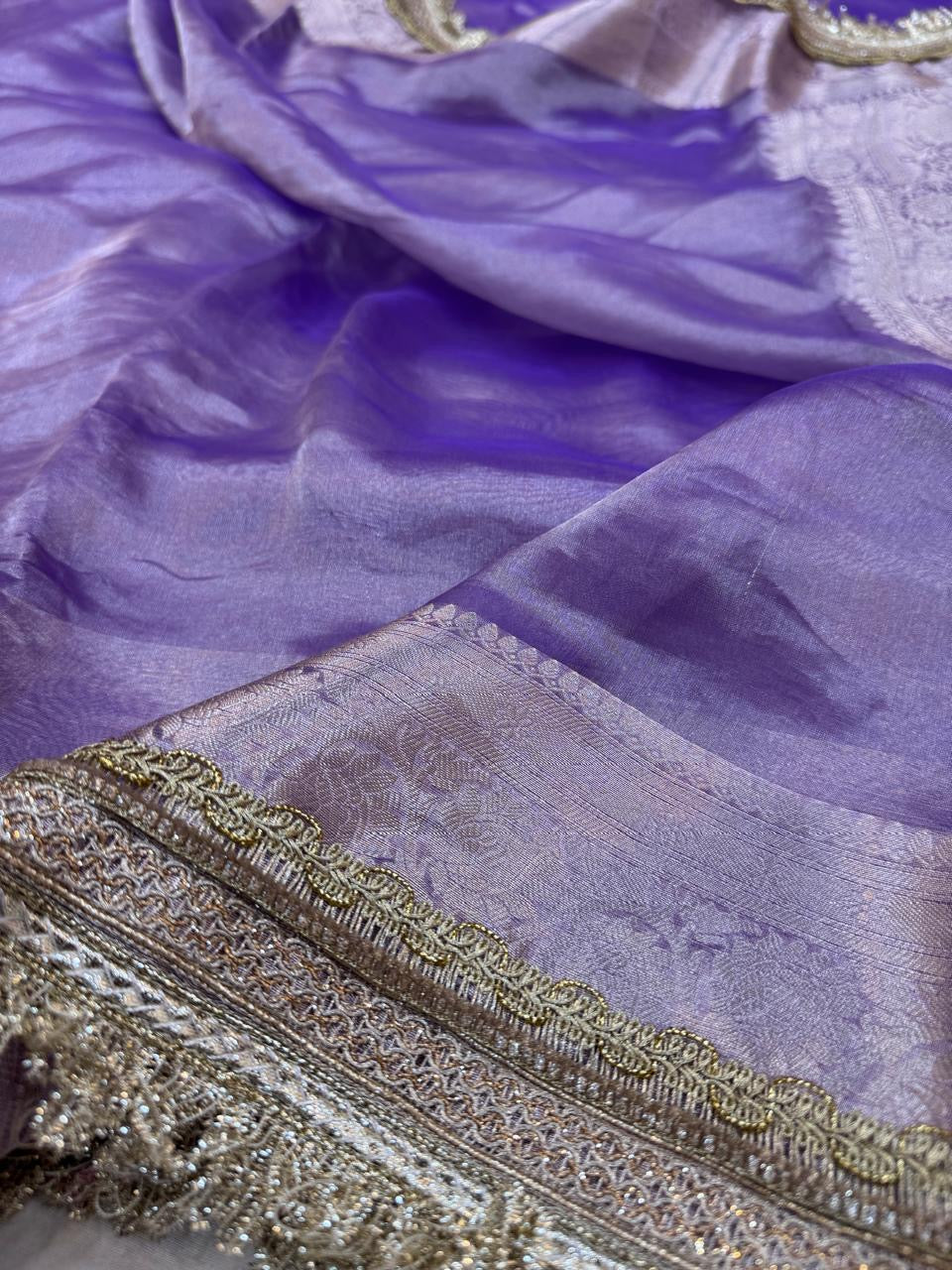 Pure Banarasi Tissue Silk Hand Embroidery Saree
