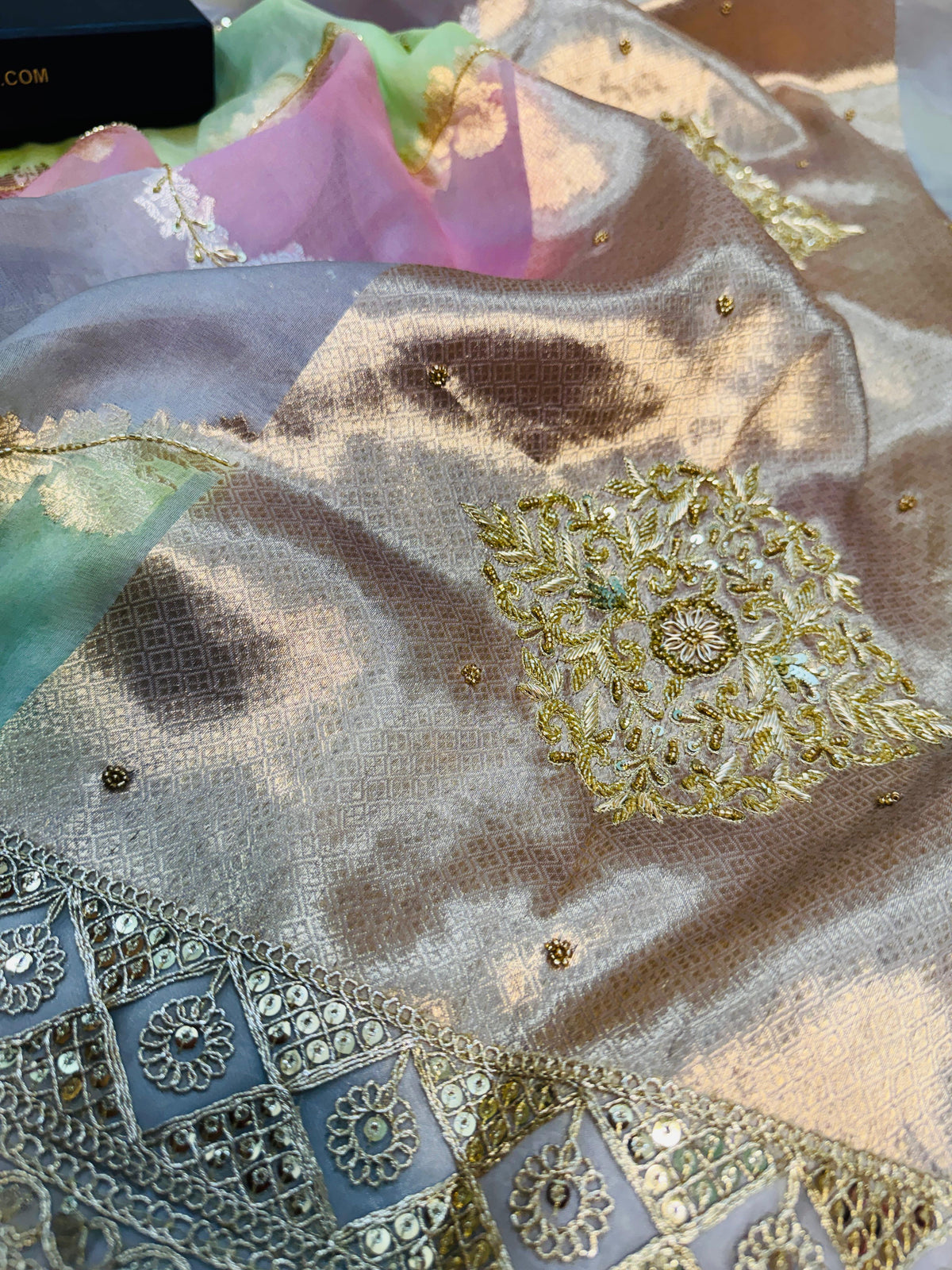 Kora Organza Hand Embroidery Saree