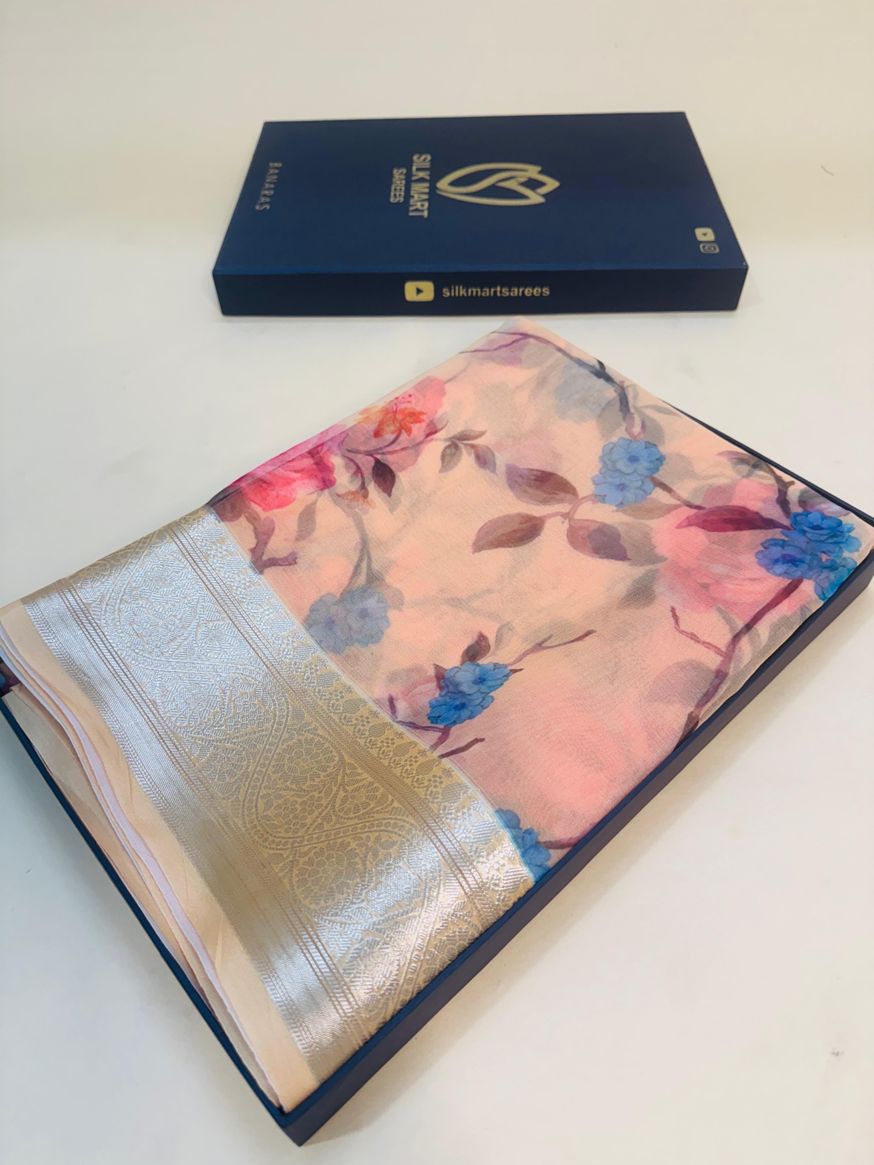 Art Silk Kora Digital Print Saree