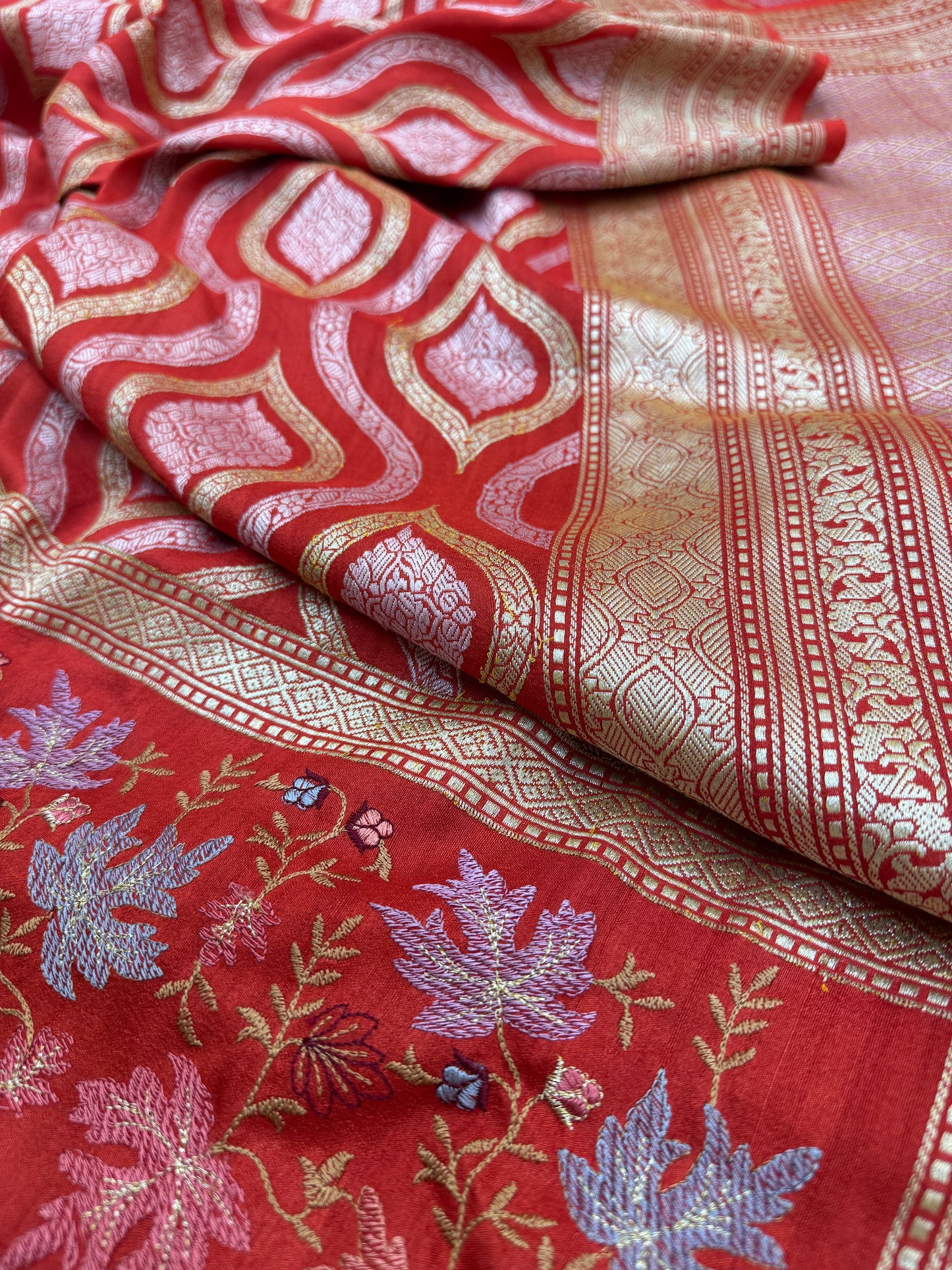 Pure Banarasi Tasar Silk Jaal Saree