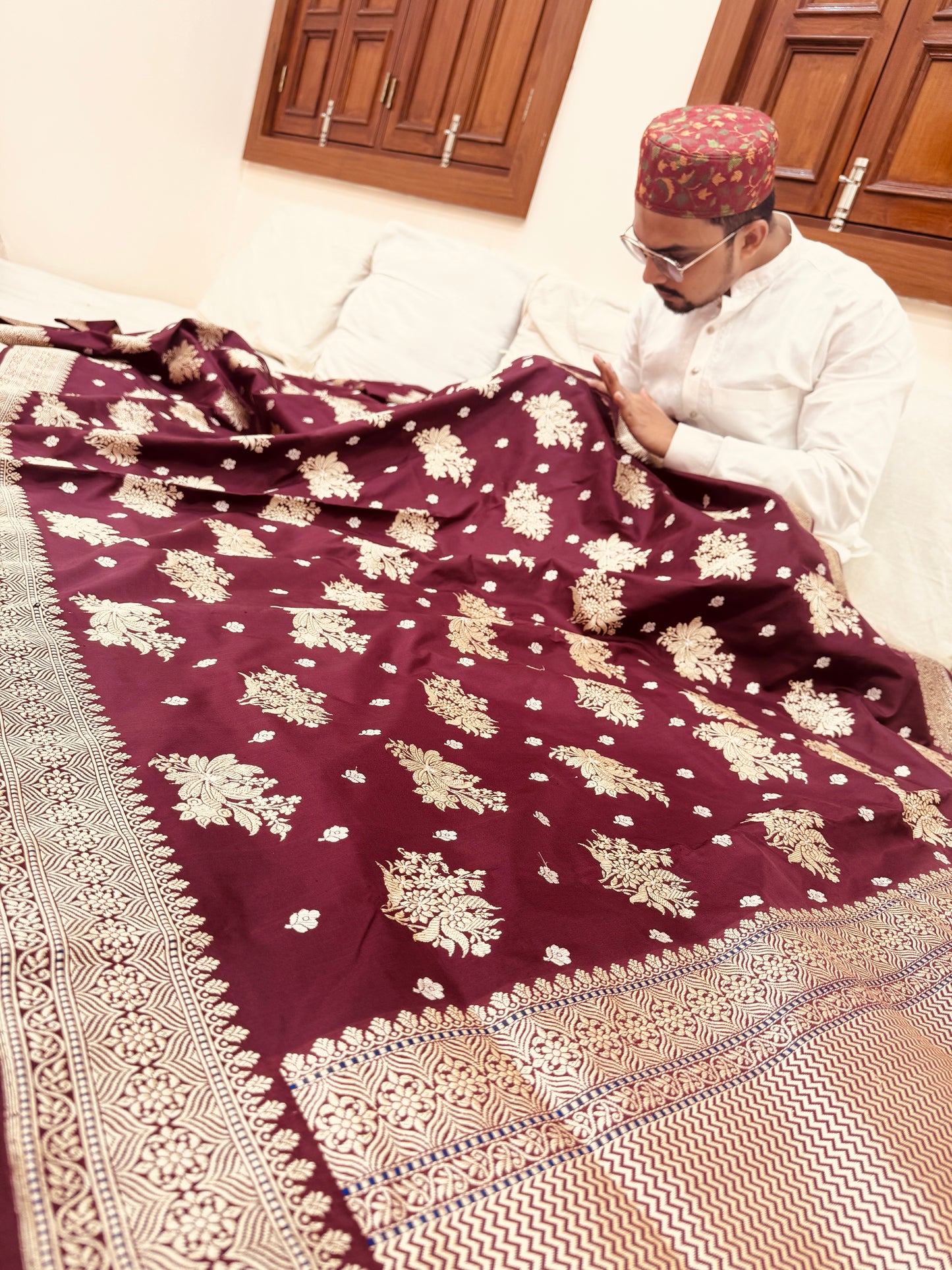 Pure Banarasi Katan Silk Sona Mina Buta Saree