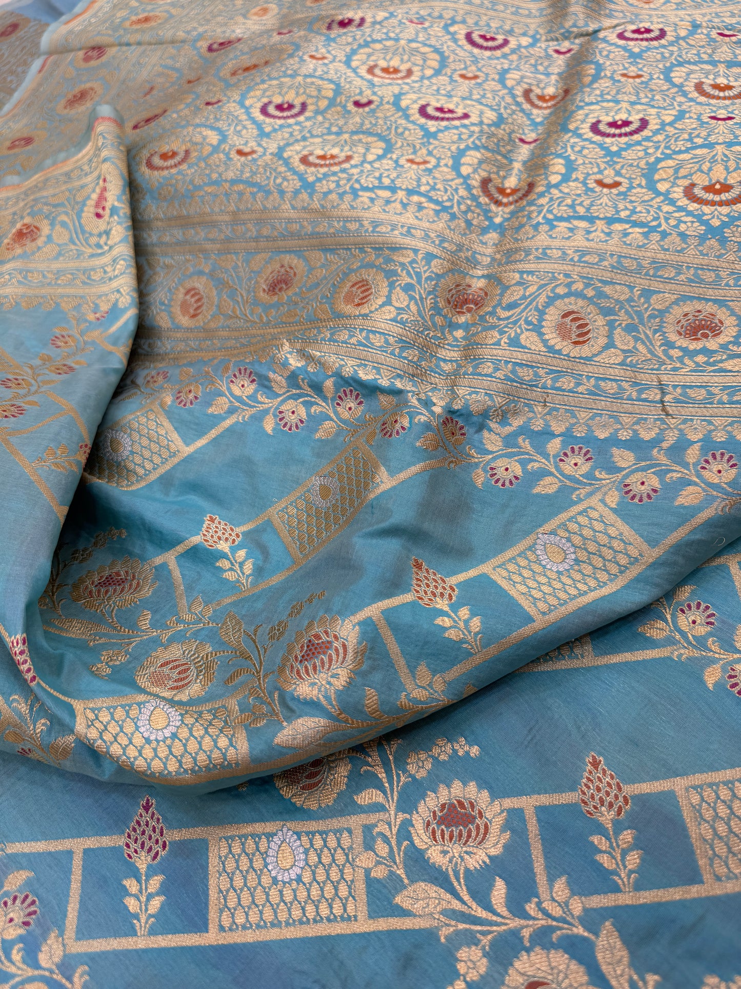 Pure Banarasi Katan Silk Alfi Meena Jaal Saree