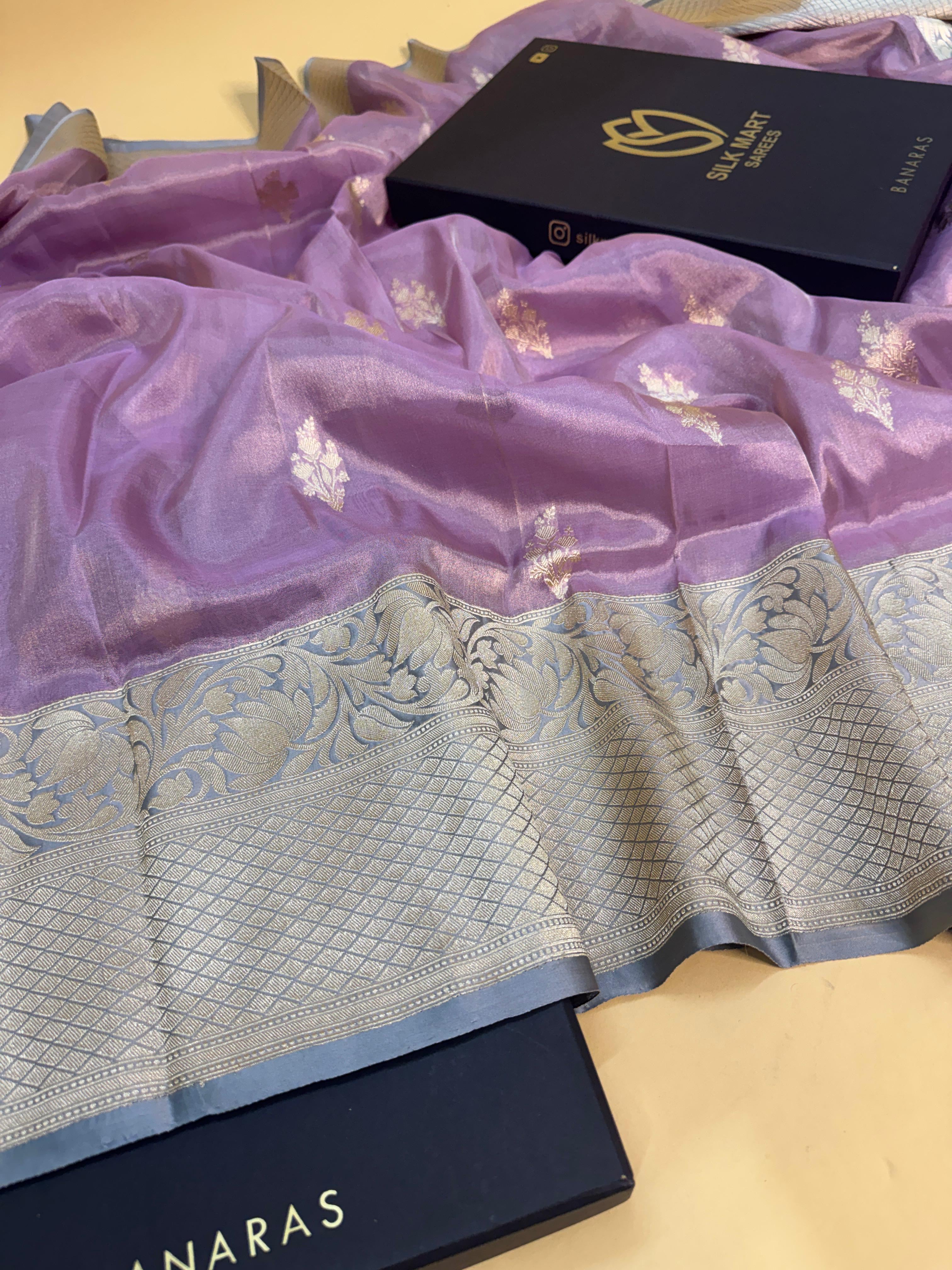 Lavender Tissue Silk Contrast Saree