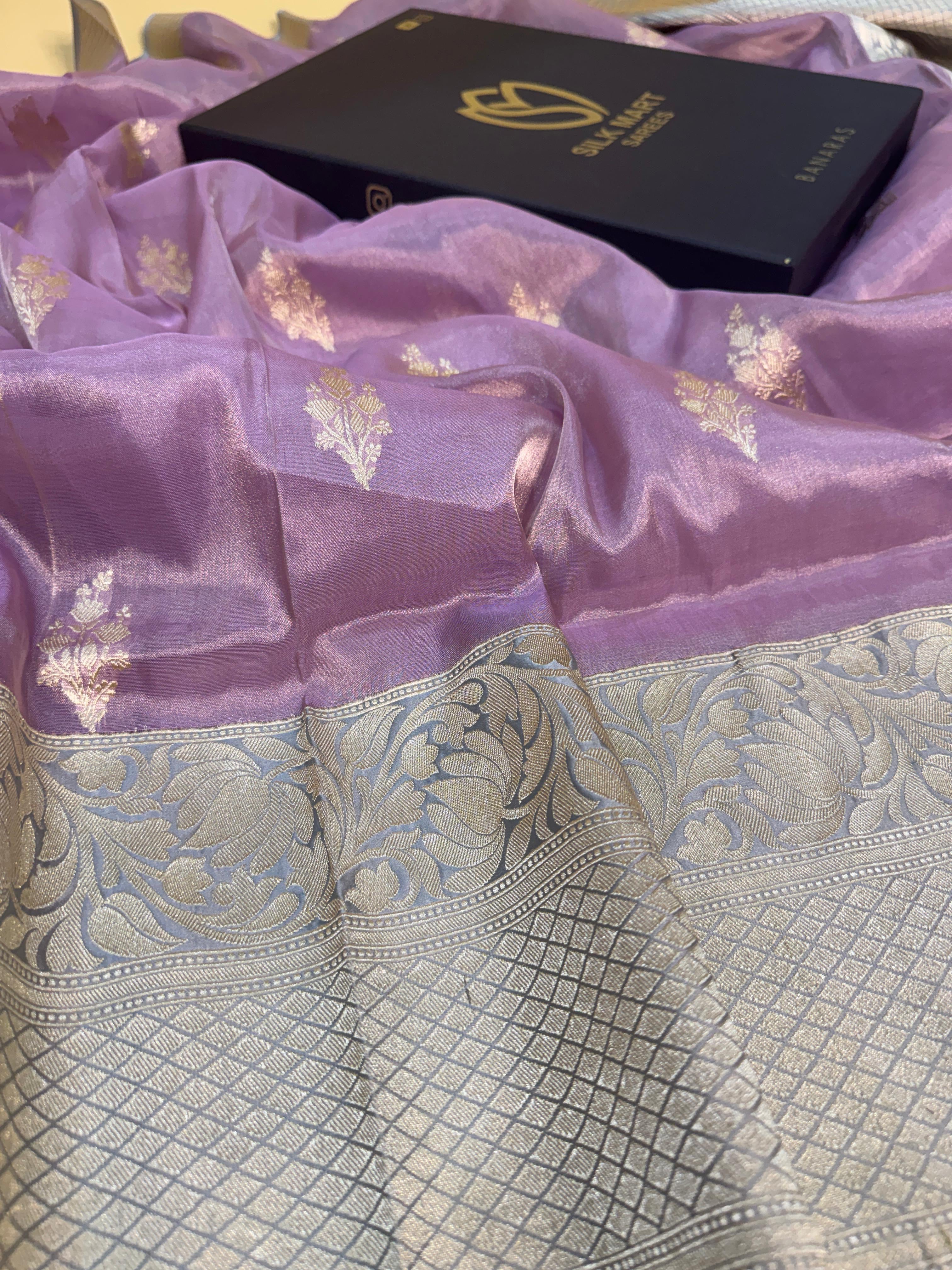 Lavender Tissue Silk Contrast Saree