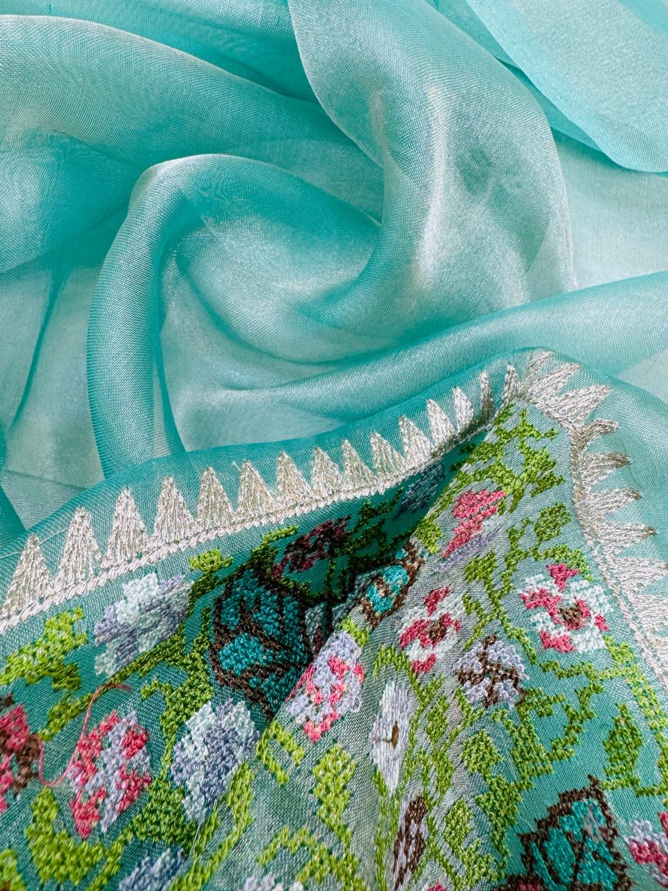 Tissue Stripe Embroidery Saree