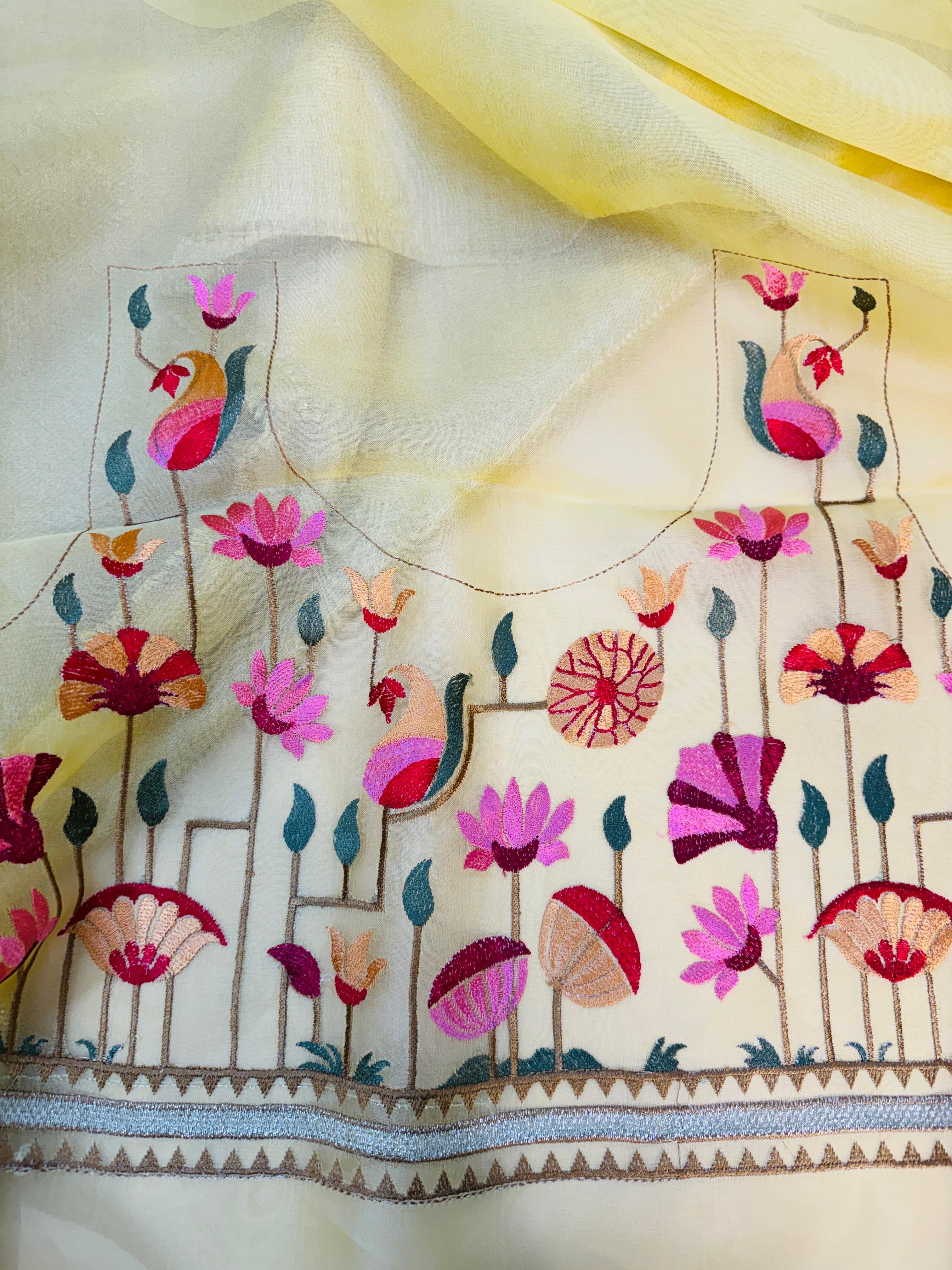Tissue Brocade Embroidery Saree