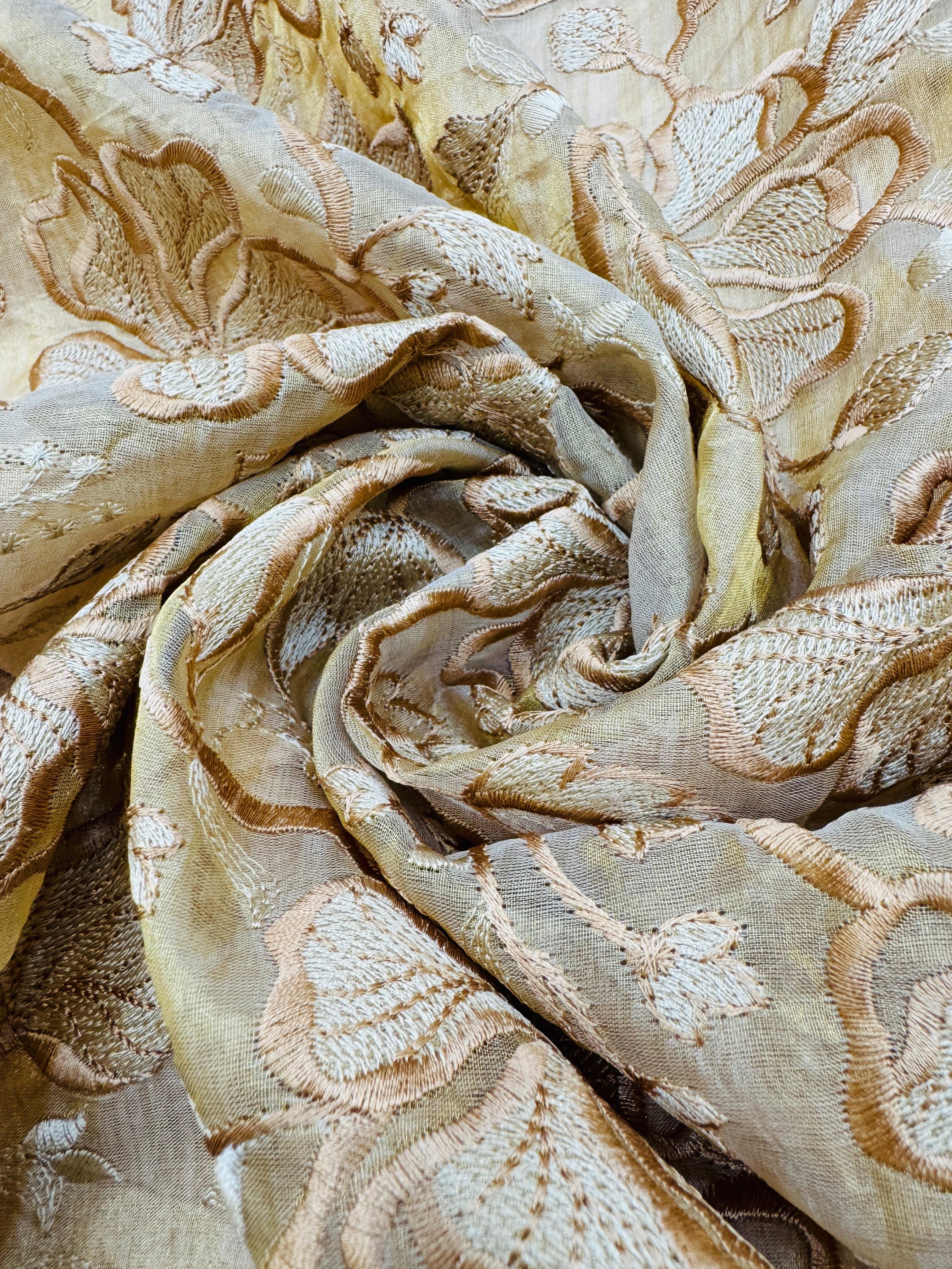 Kora Tissue Silk Stripes with Border Patchwork Saree