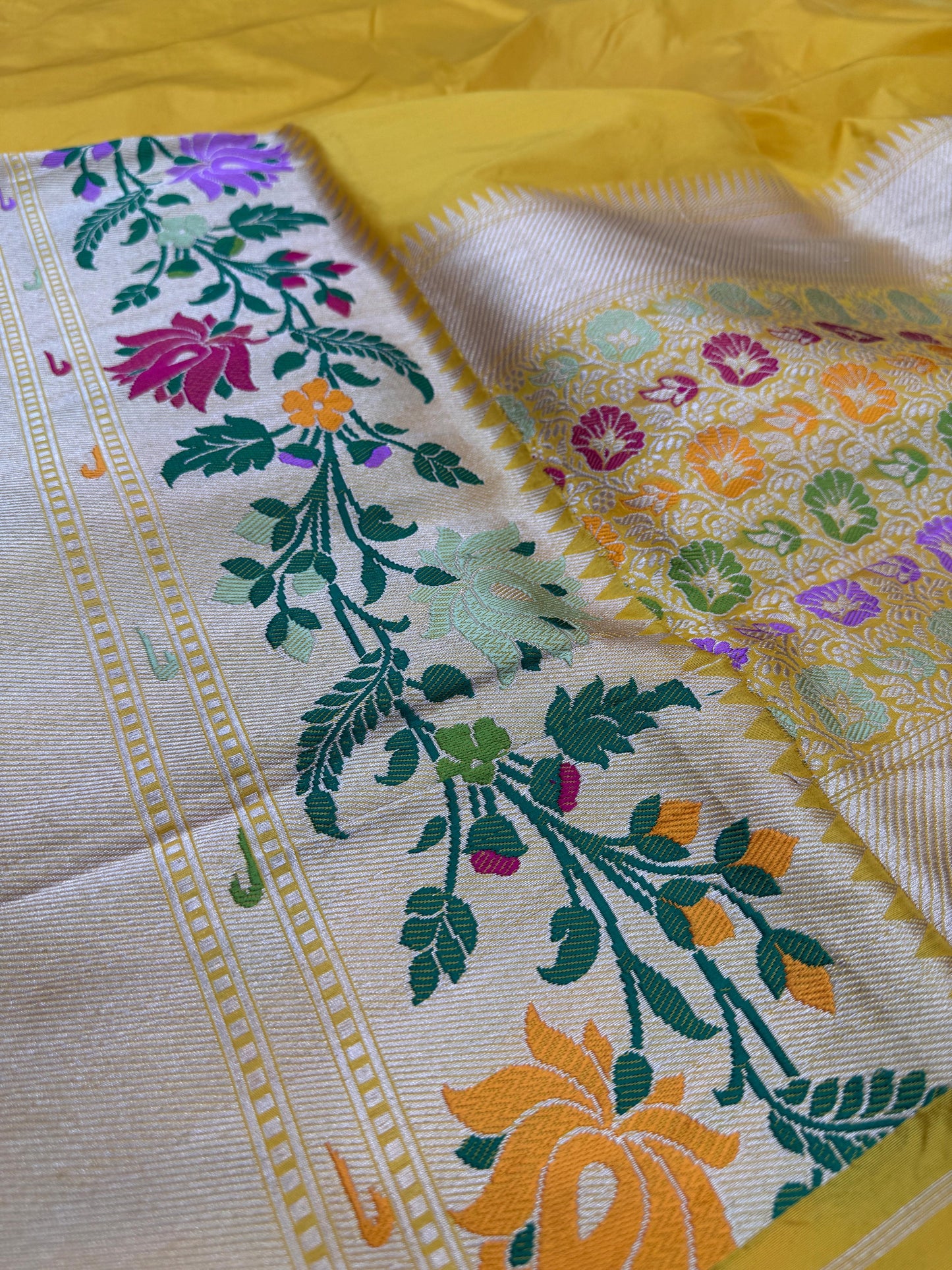 Pure Banarasi Katan Silk Paithani Border Saree