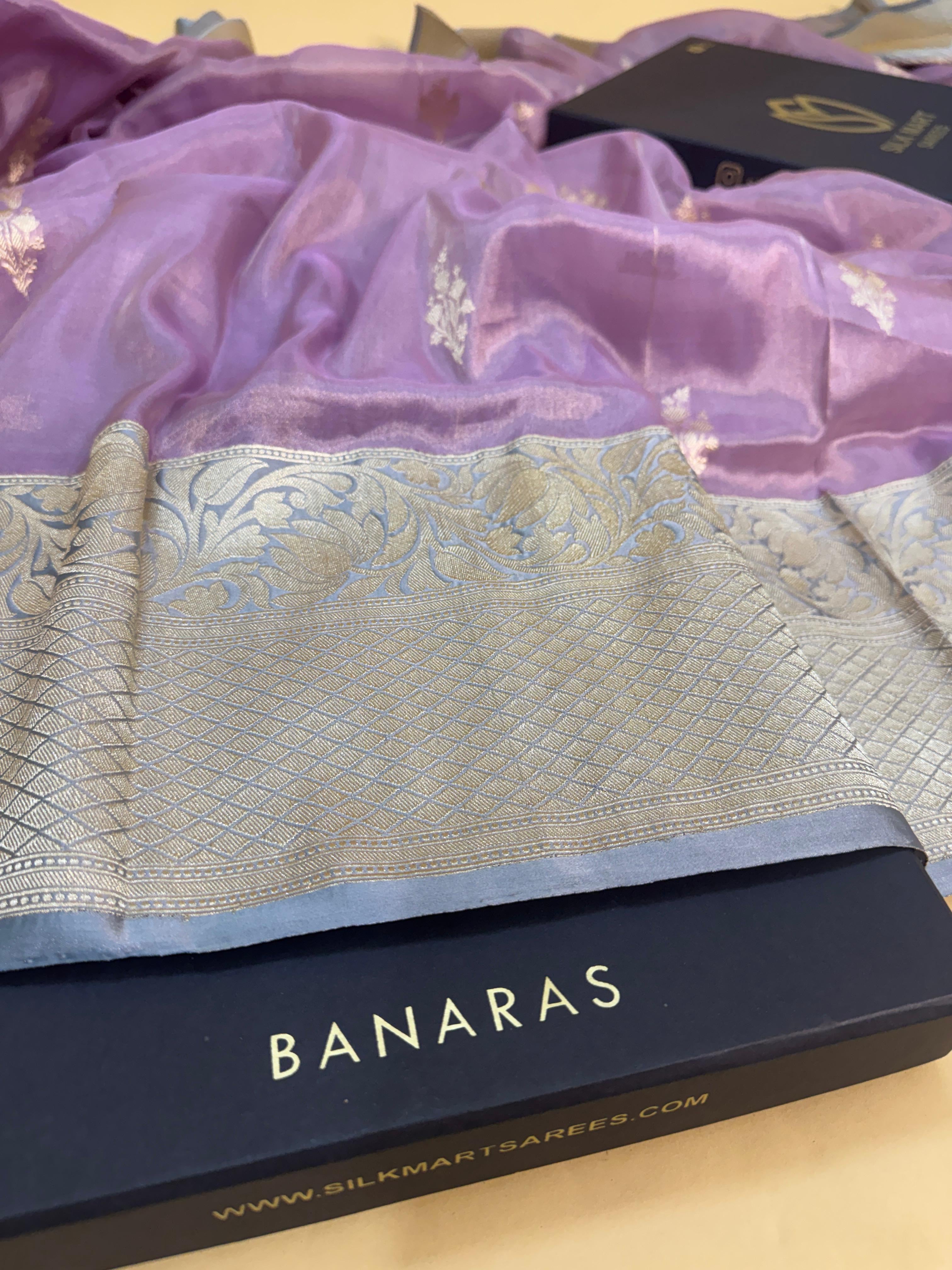 Lavender Tissue Silk Contrast Saree