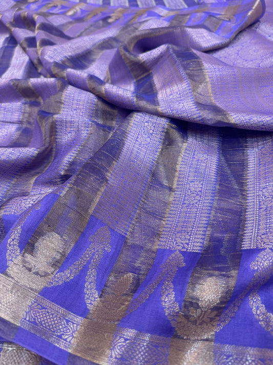 Pure Banarasi Chiniya Tissue Stripe Saree