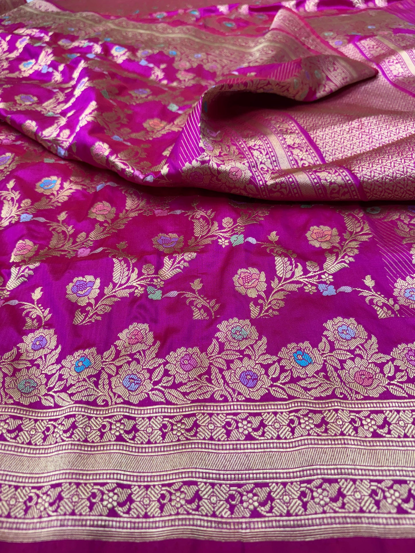 Pure Banarasi Katan Silk Kadhwa Mina Jaal Saree