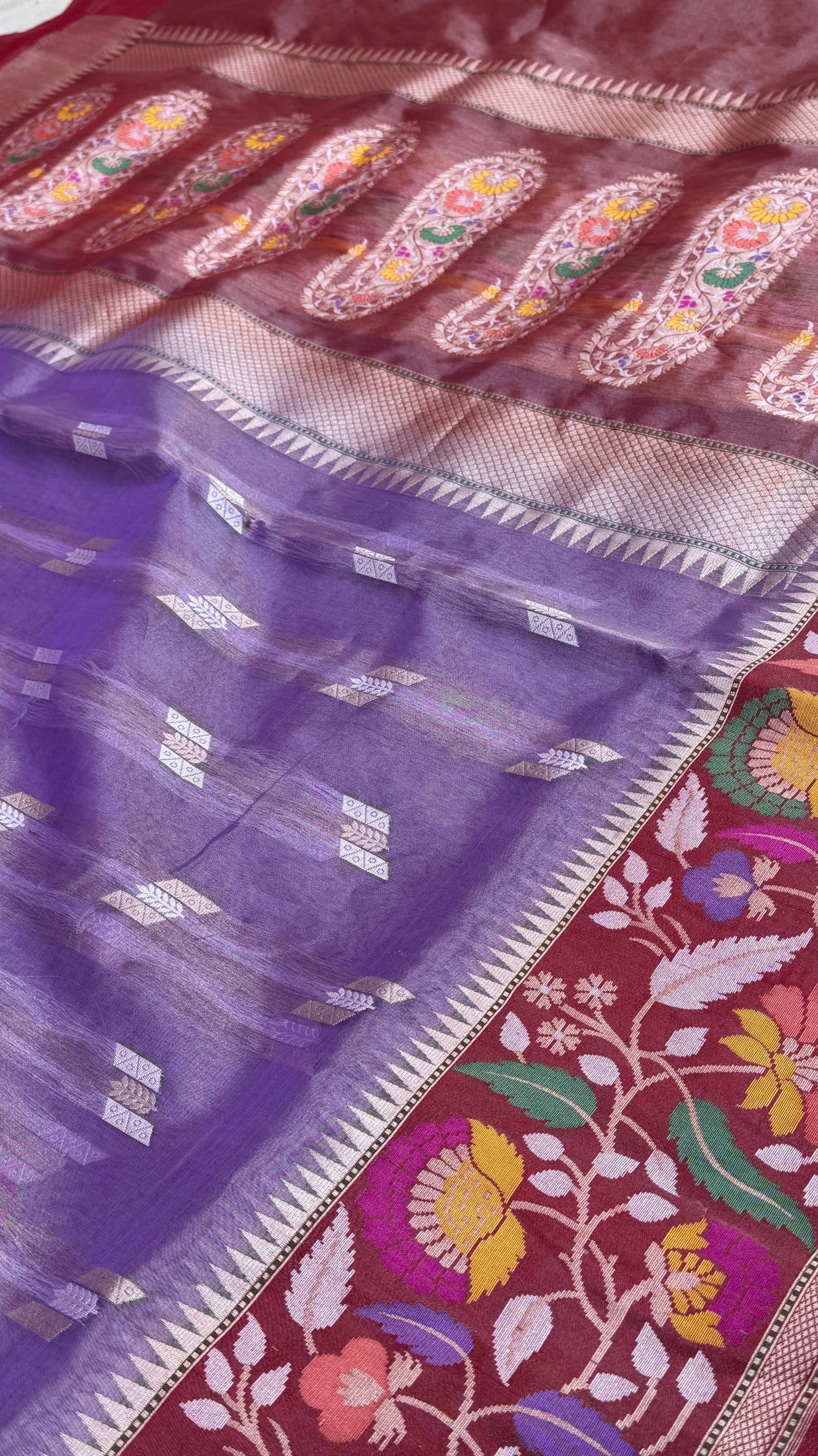 Pure Banarasi Kora Tissue Silk Paithani Saree