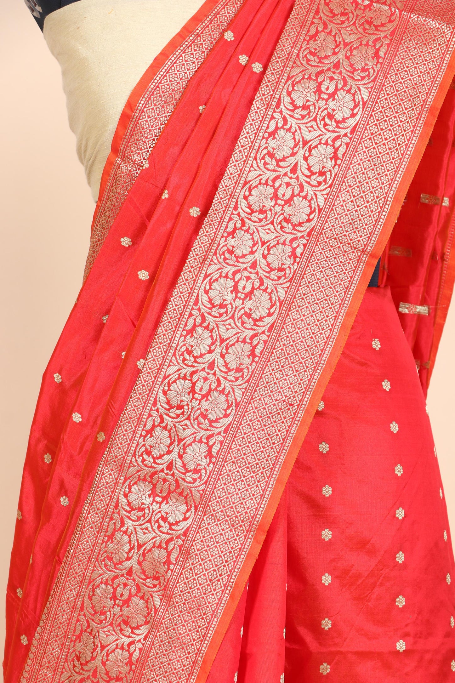 Pure Katan Silk Chunri Buti Banarasi Saree