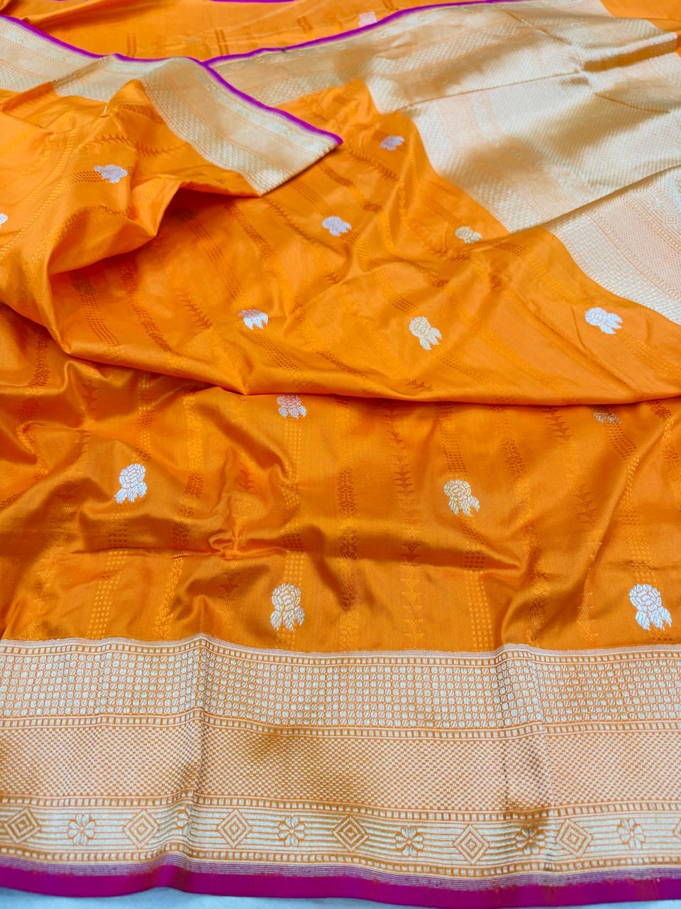 Katan Silk Stripe Buti Saree