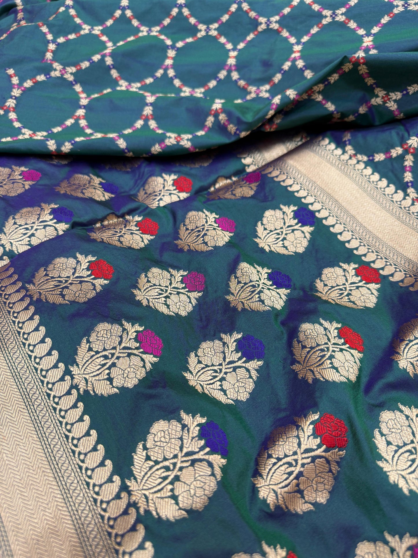 Pure Banarasi Katan Silk Jaal Saree