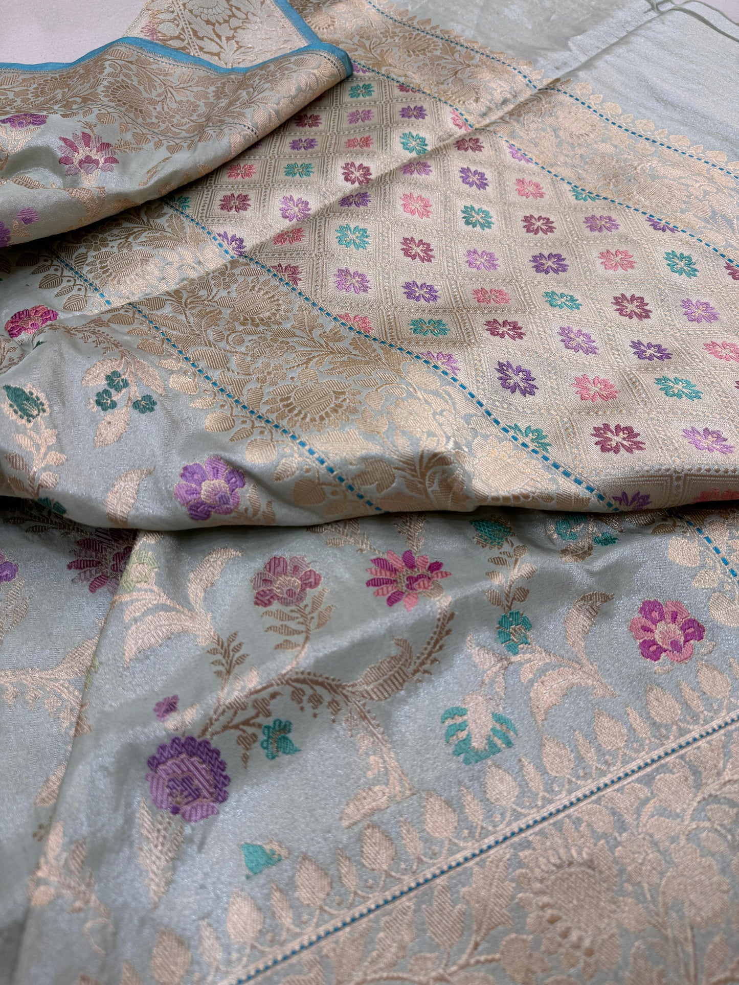 Pure Banarasi katan Tissue Silk Kadhwa Mina Jaal Sarees